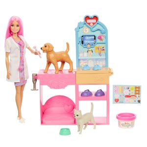 Barbie Profissões Conjunto de Brinquedo Veterinária com Animais de Estimação e Acessórios