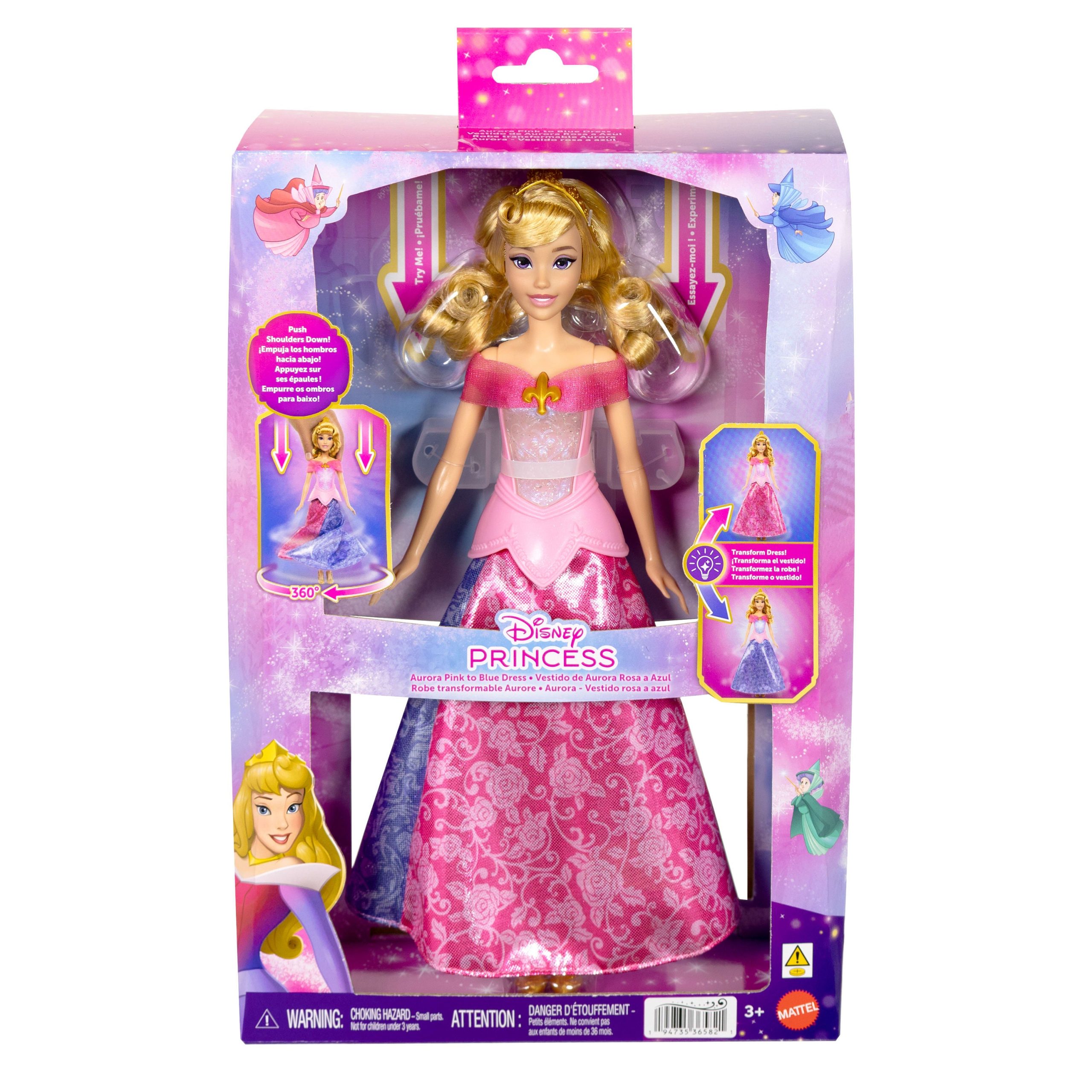Disney Princess Pink To Blue Dress Aurora Fashion Doll With Transforming Dress & Lights - Image 6