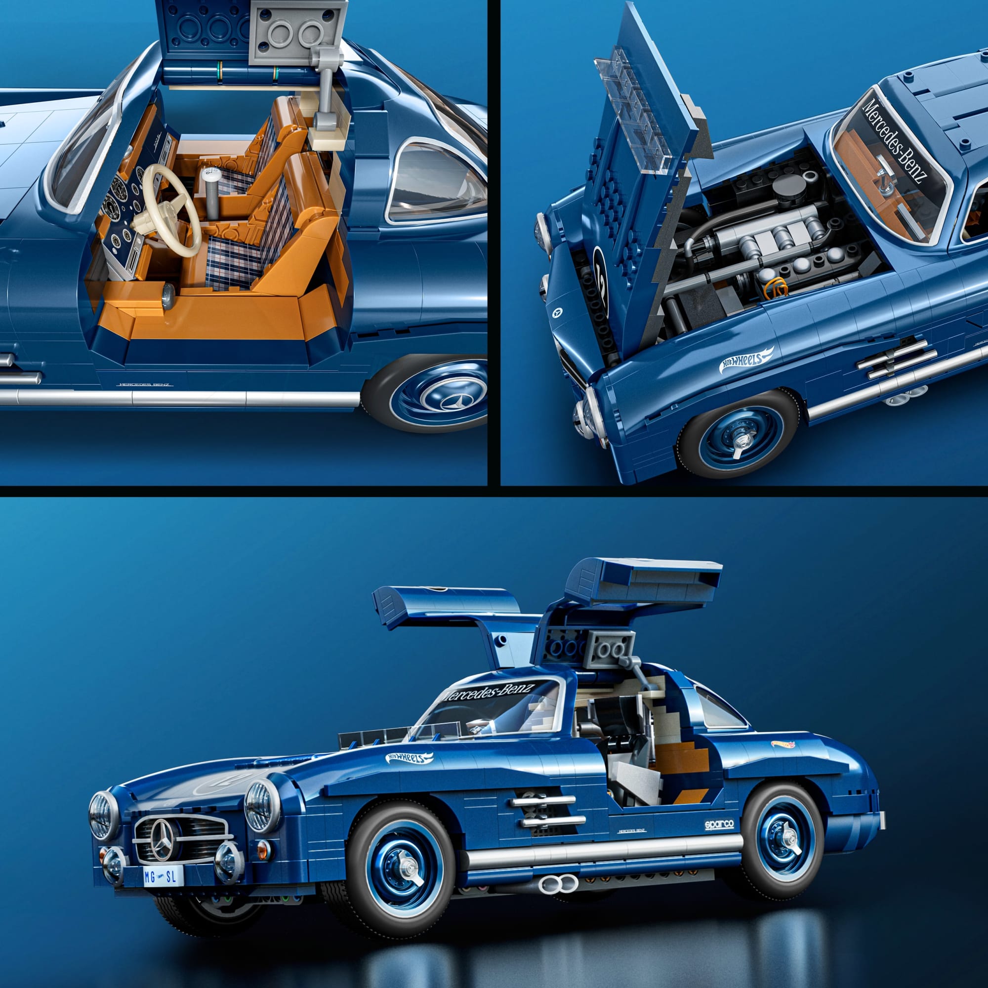Mattel Brick Shop Hot Wheels Jogo de Construção Premium Mercedes-Benz 300 SL - Image 6
