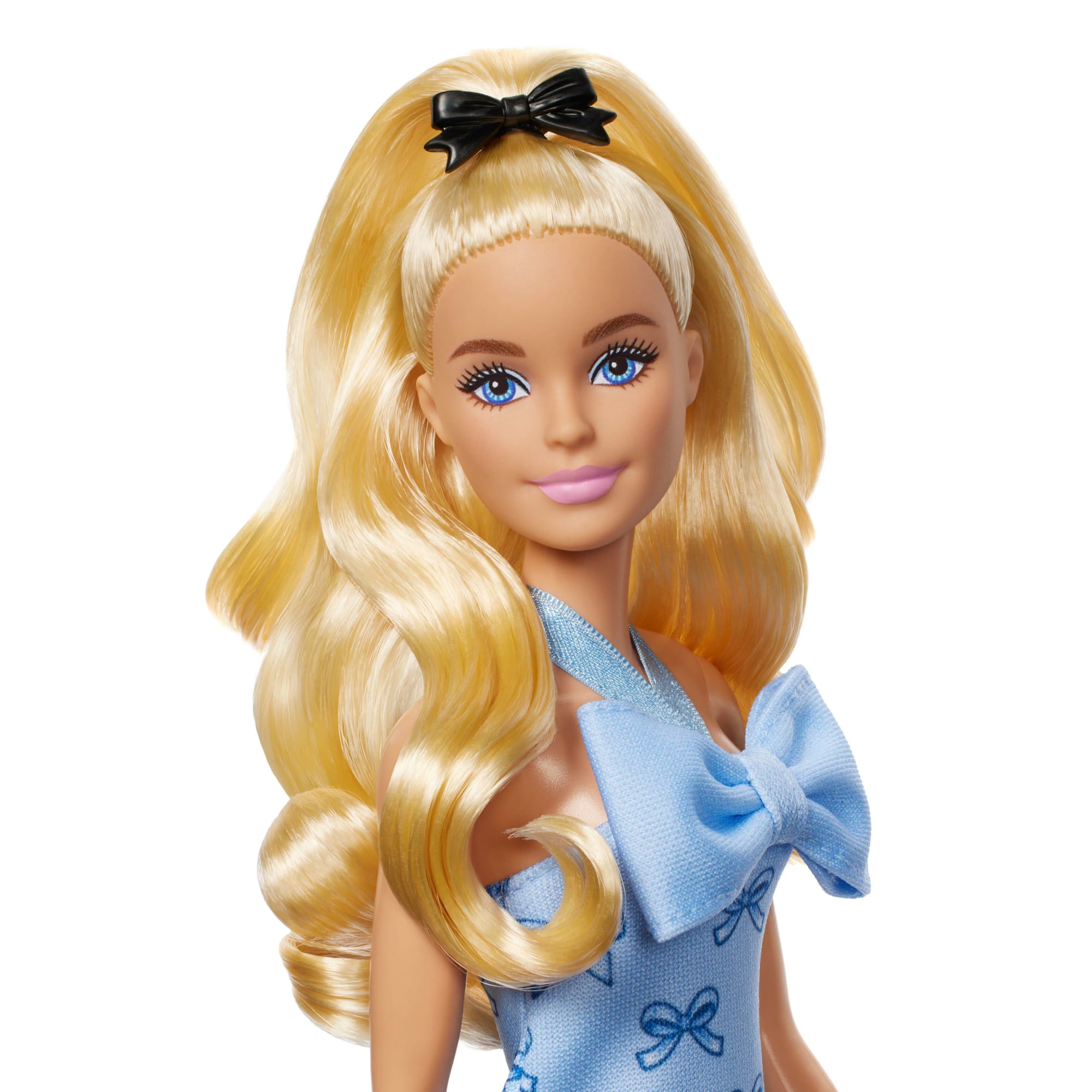 Barbie Fashionistas Doll #237 in Blue Bow Halter Dress. Blonde Ponytail With Bow Accessory - Image 2