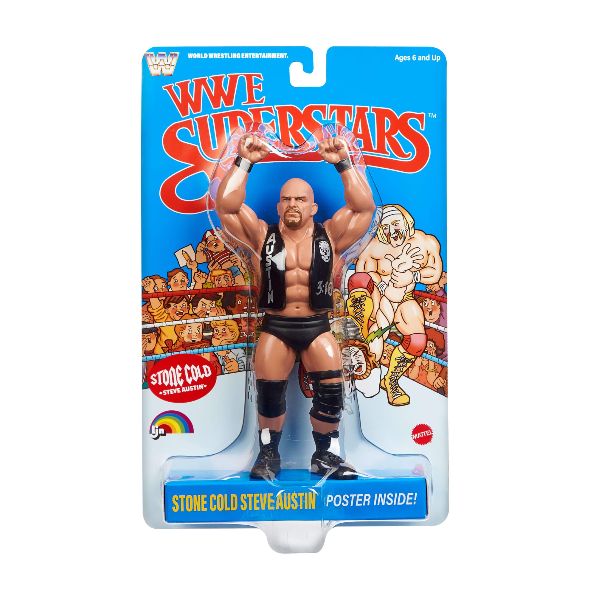 LJN WWE Superstars Stone Cold Steve Austin Action Figure & Poster - Image 6
