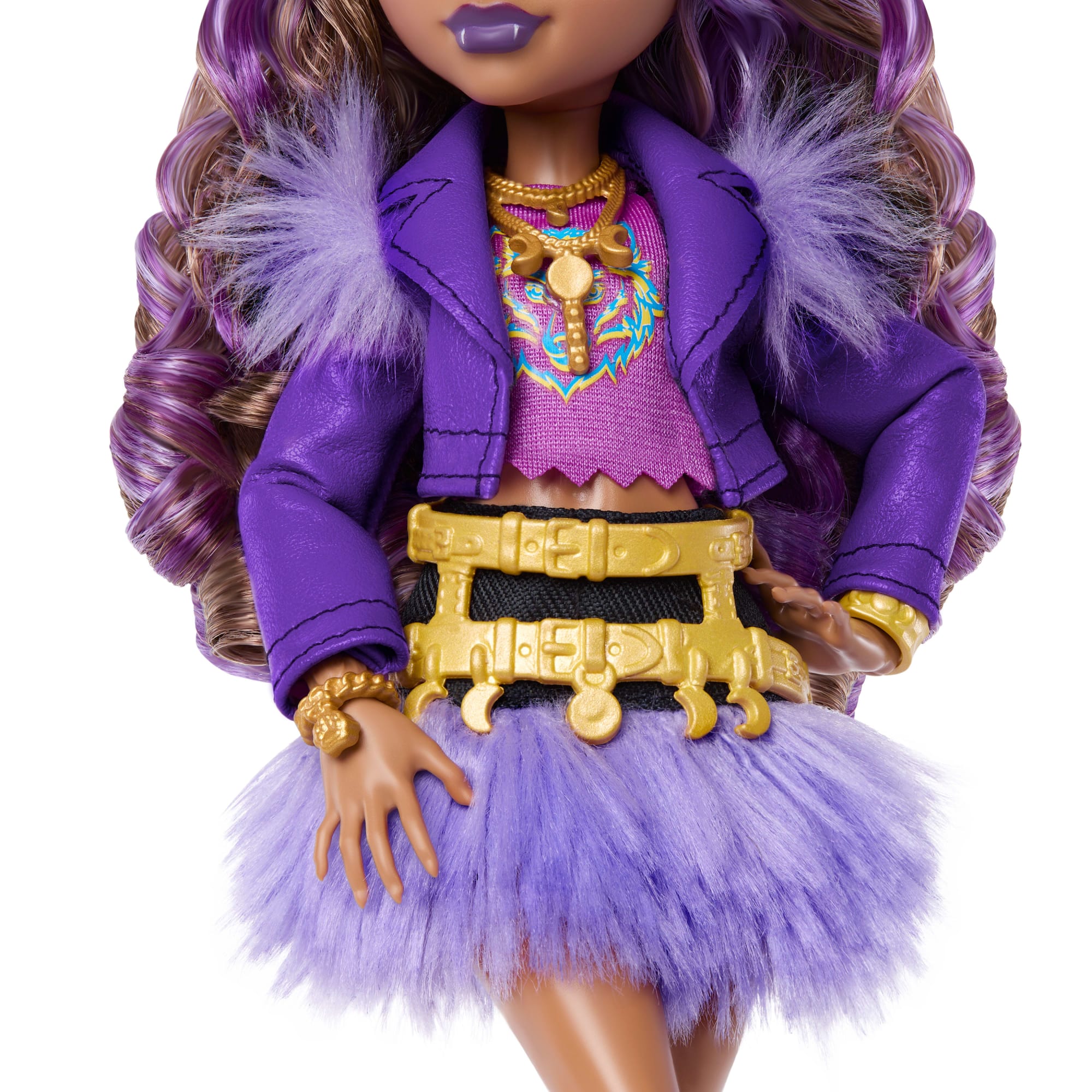 Monster High Clawdeen Wolf Fashion Doll in Furry Skirt With Pet Crescent And 7 Accessories - Image 3