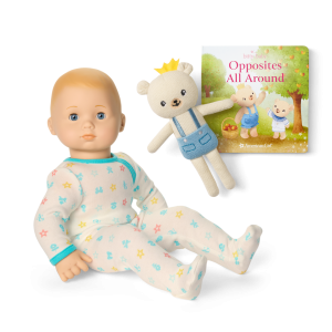 Bitty Baby® Doll #3 in Pastel Blue + Bear Friend & Board Book