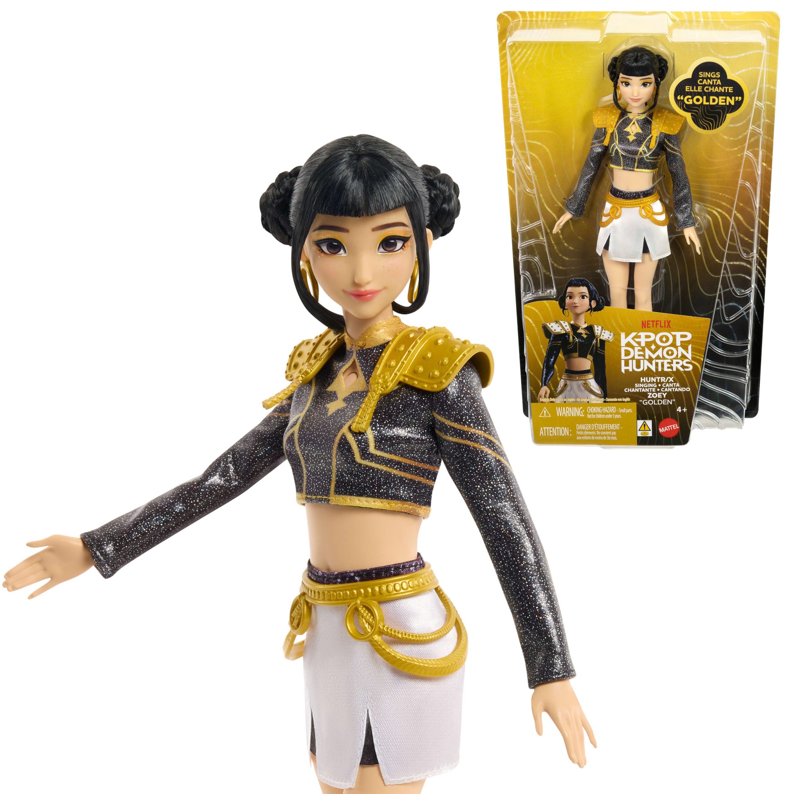 KPop Demon Hunters HUNTR/X Zoey Golden Singing Doll in Removable Outfit & 5 Posable Joints
