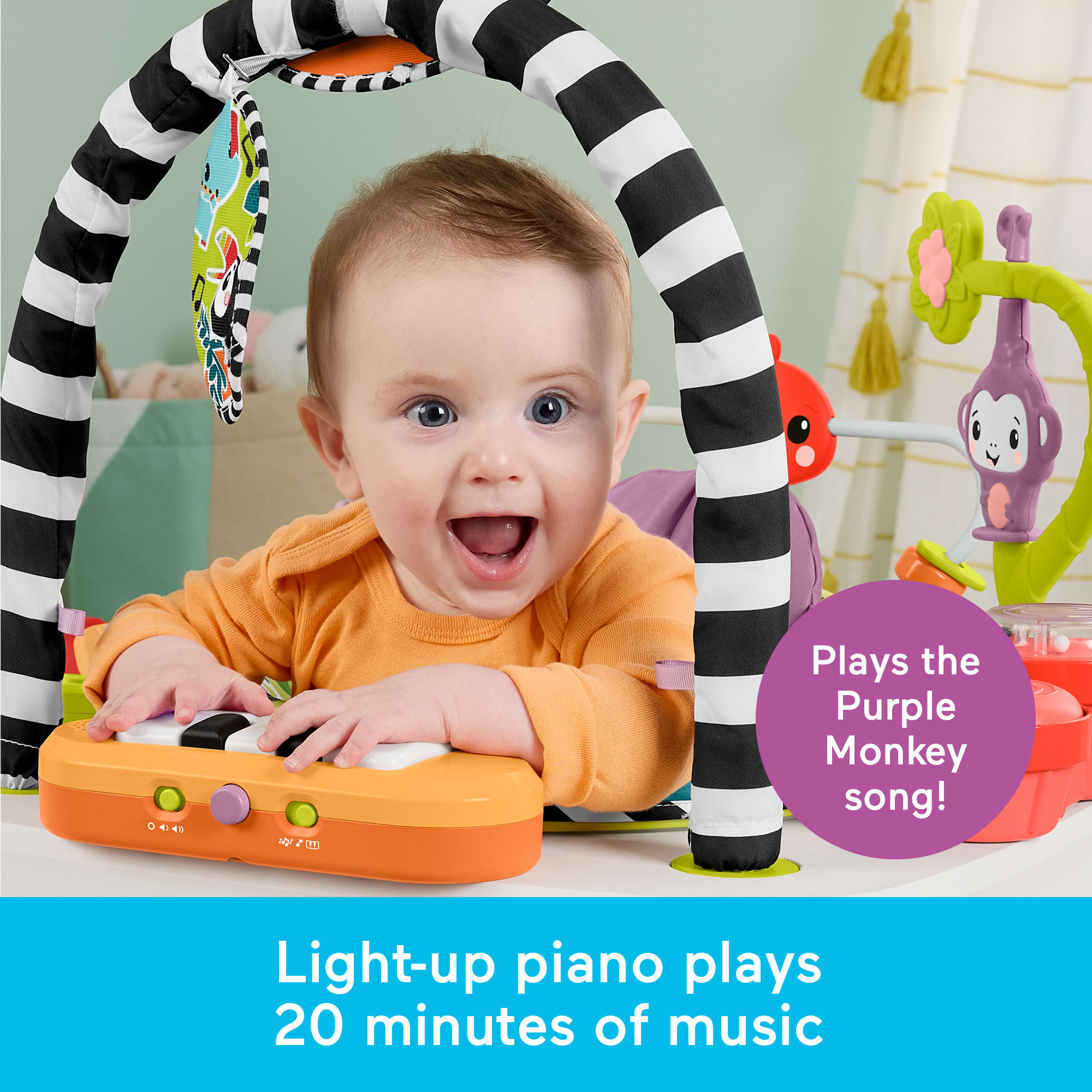 Fisher-Price 2-in-1 Purple Monkey Musical Baby Activity Center & Toddler Play Table - Image 4