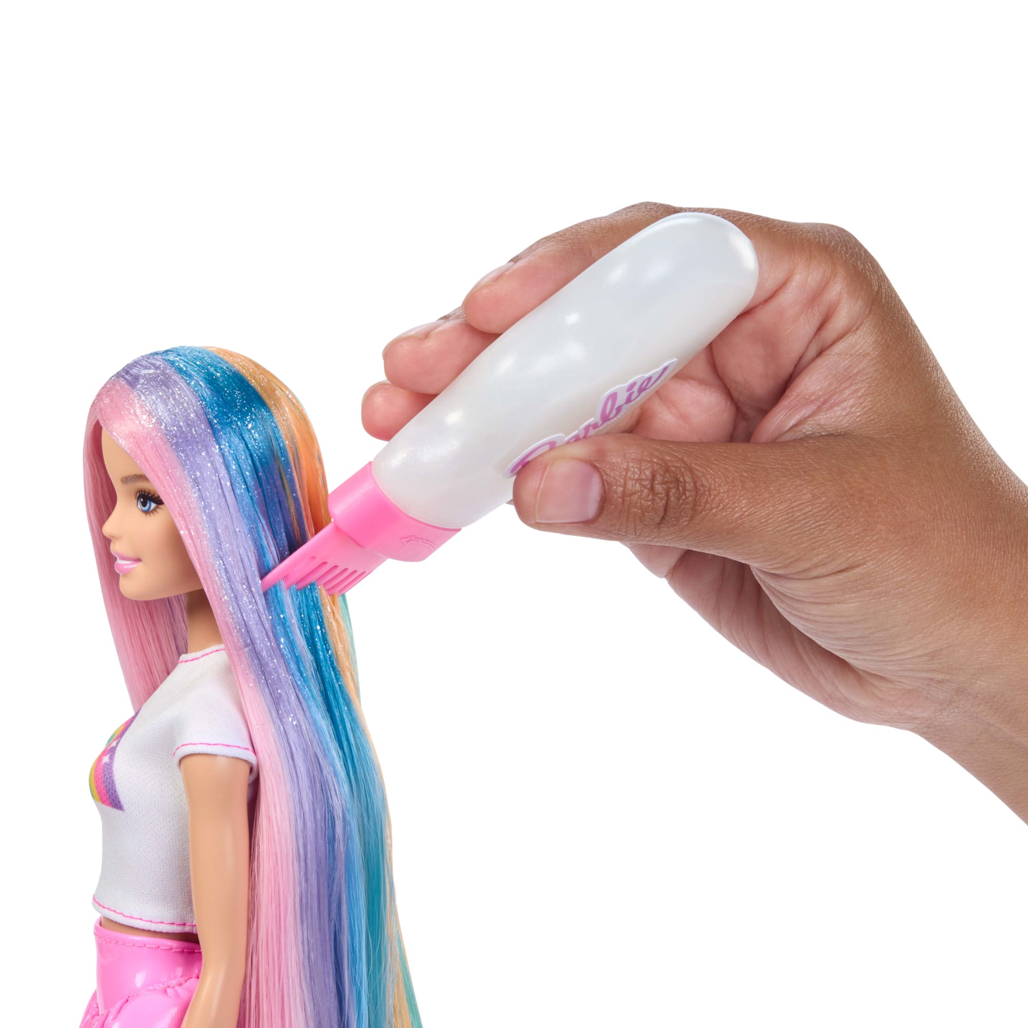 Barbie Rainbow Sparkle Hair Fashion Doll With Extra-Long Hair And 12 Styling Accessories - Image 3