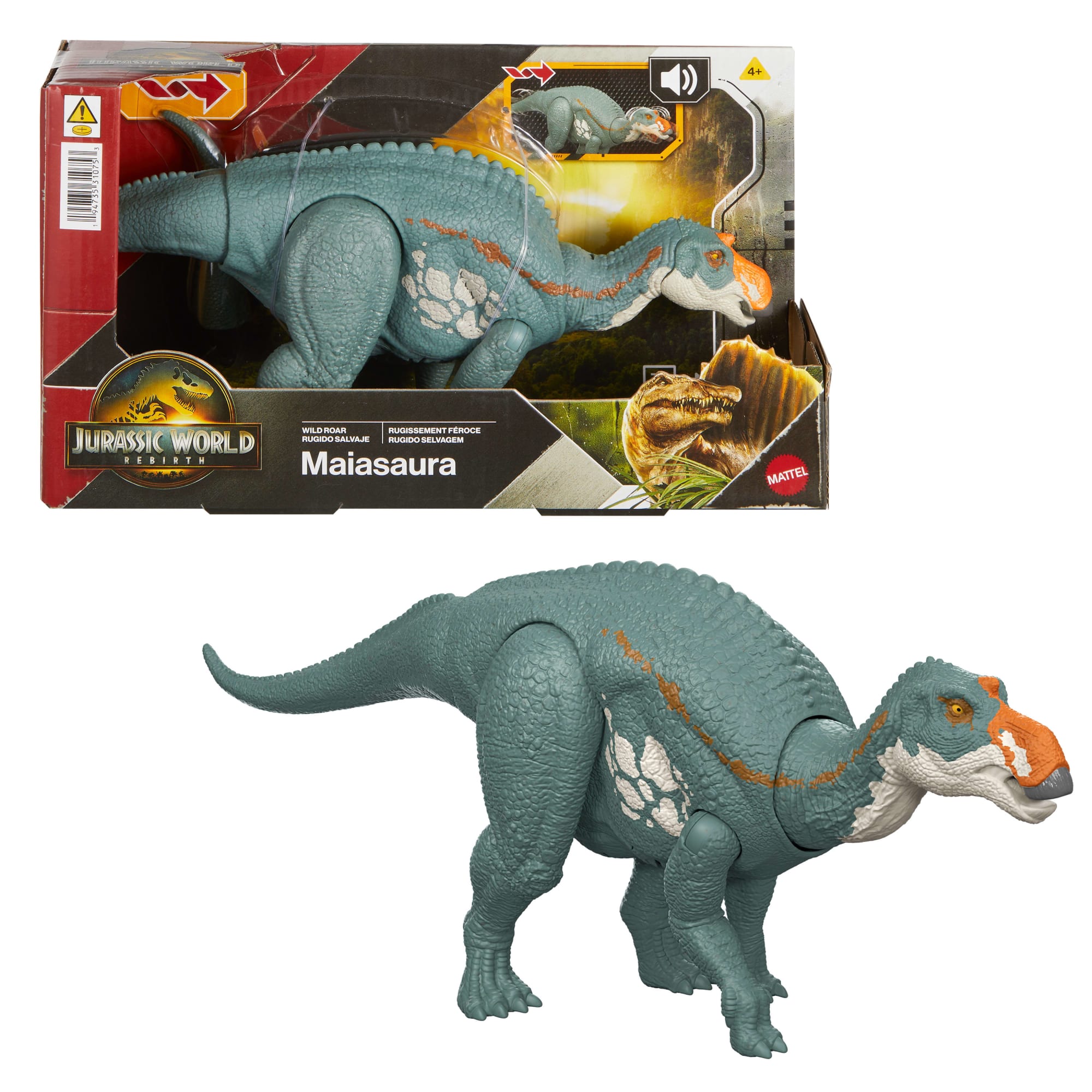 Jurassic World Rebirth Wild Roar Maiasaura Dinosaur Toy. Tail Controlled Attack Chomp & Sound