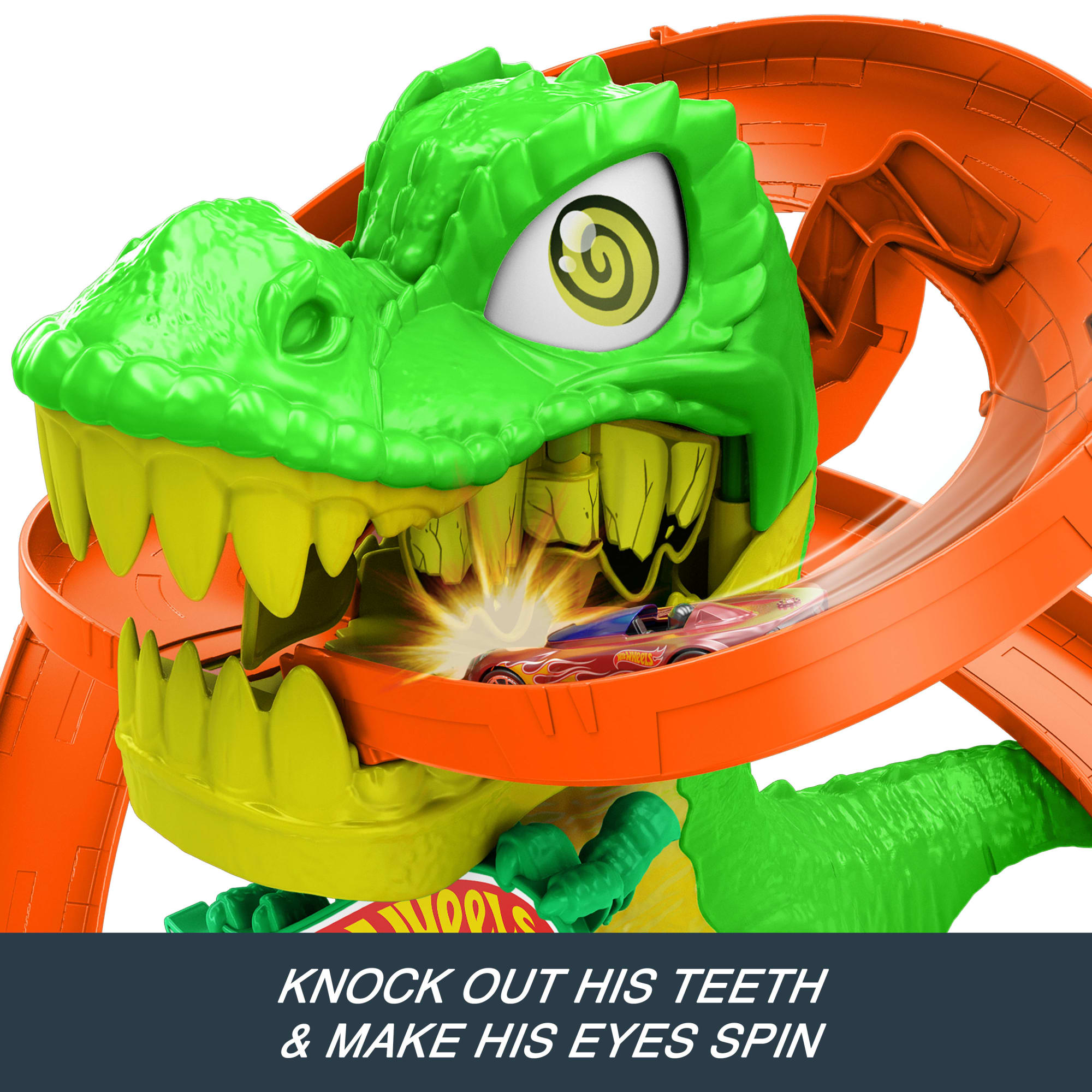 Hot Wheels City T-Rex Blaze Battle Playset & 1:64 Scale Die-Cast Car. Dinosaur Nemesis - Image 4