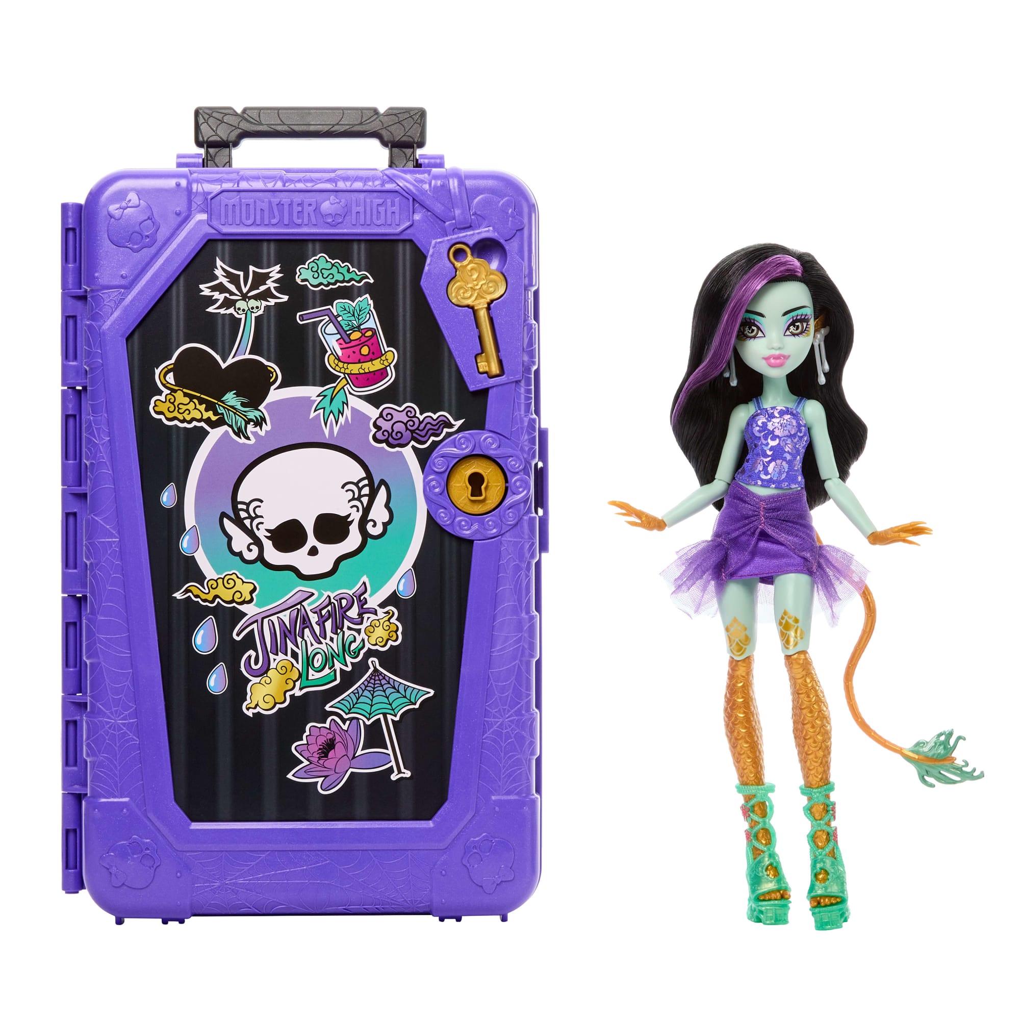 Monster High Skulltimate Secrets Gore-Geous Oasis Playset. Jinafire Long Doll And Accessories