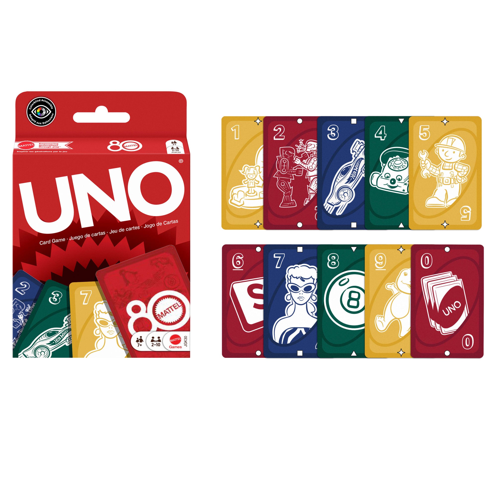 Uno® Jeu de Cartes Rouge Rubis 80Ans Mattel - Image 5