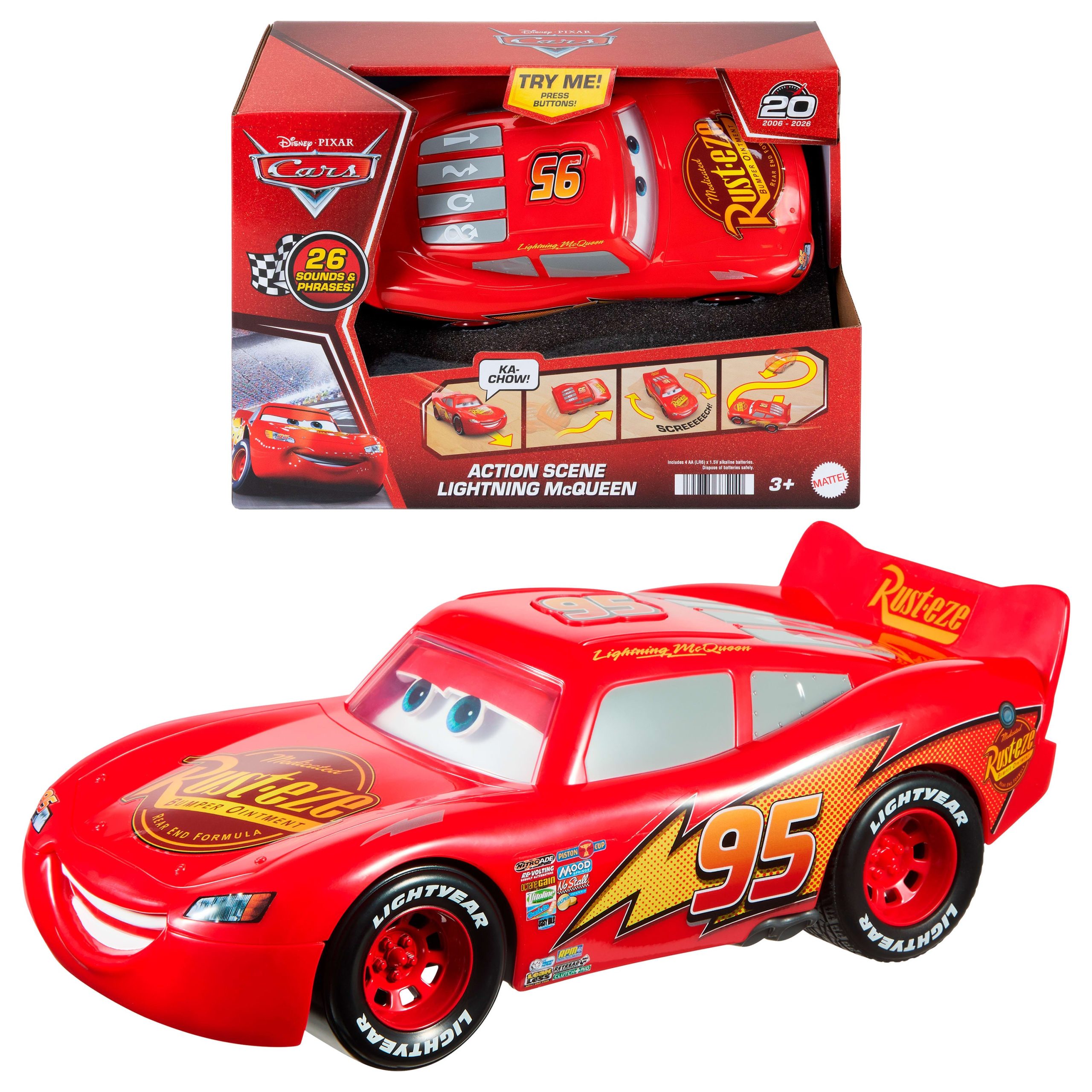Disney And Pixar Cars Action Scene Lightning Mcqueen. Battery-Powered Toy Vehicle With Sound Effects