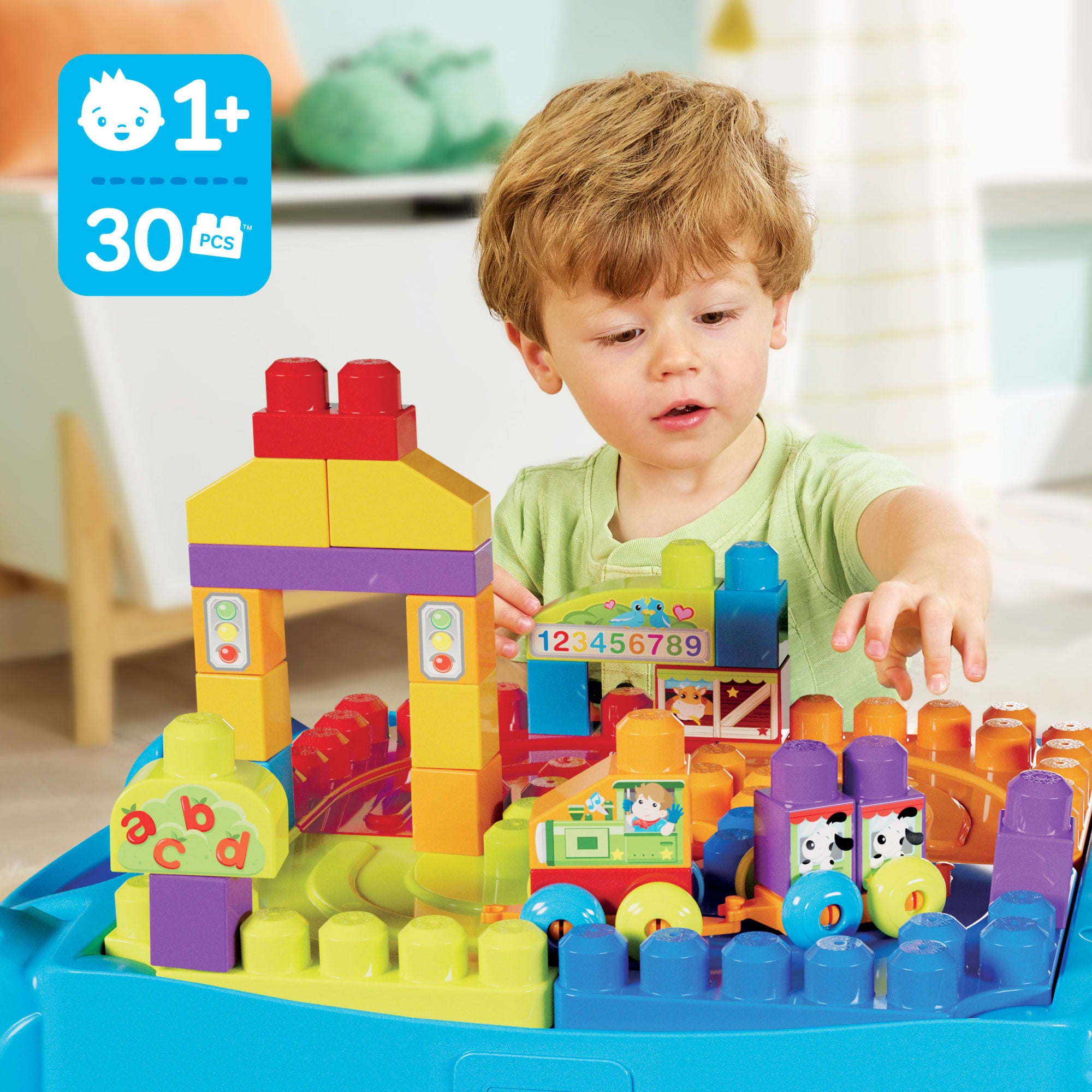 MEGA BLOKS First Builders Build 'n Learn Table Block Toy With Storage (30 Pieces) For Toddler - Image 2