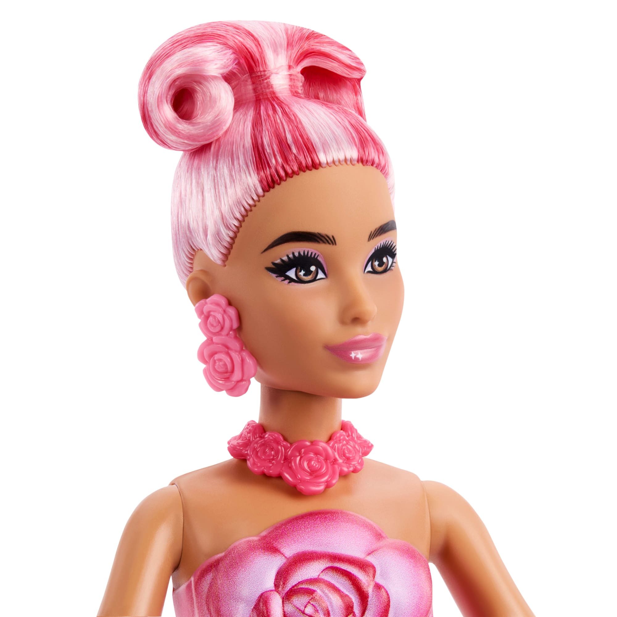 Barbie Petal Pop Scented Fashion Doll With Rose Dress. Reveal Accessories Like Bunny & More - Image 4