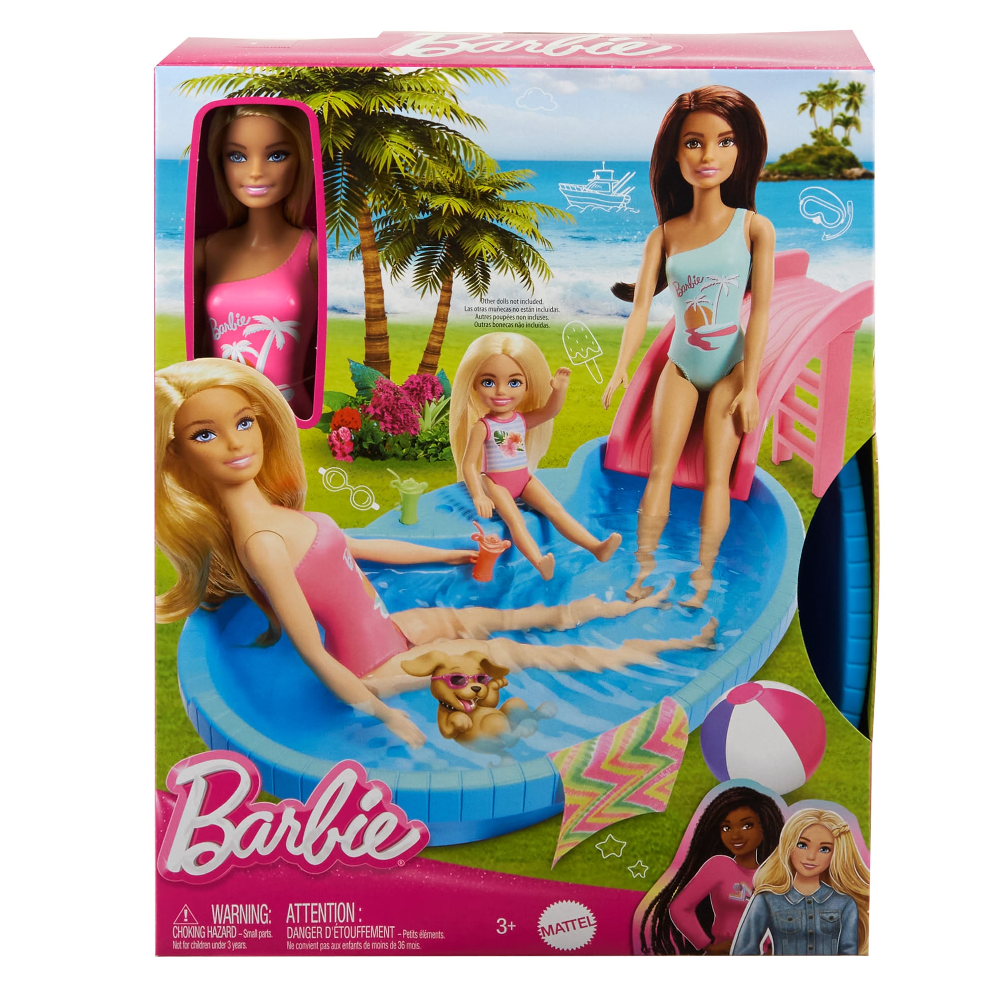 Barbie Coffret de Jeu et Poupée. Blonde. Piscine. Serviette. Boissons - Image 5