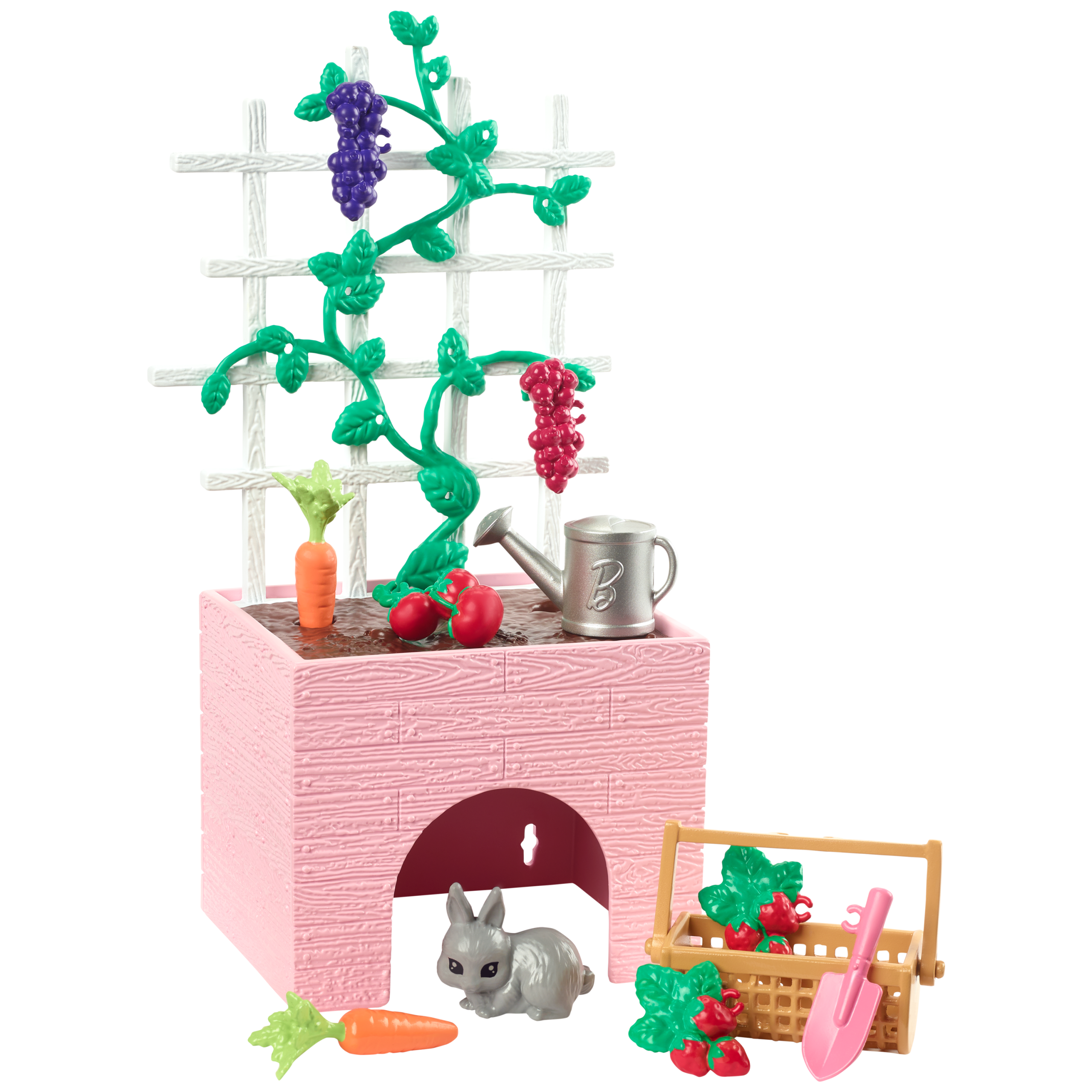 Barbie World Garden Playset With 12 Pieces Including Planter. Bunny Figure. Food & More