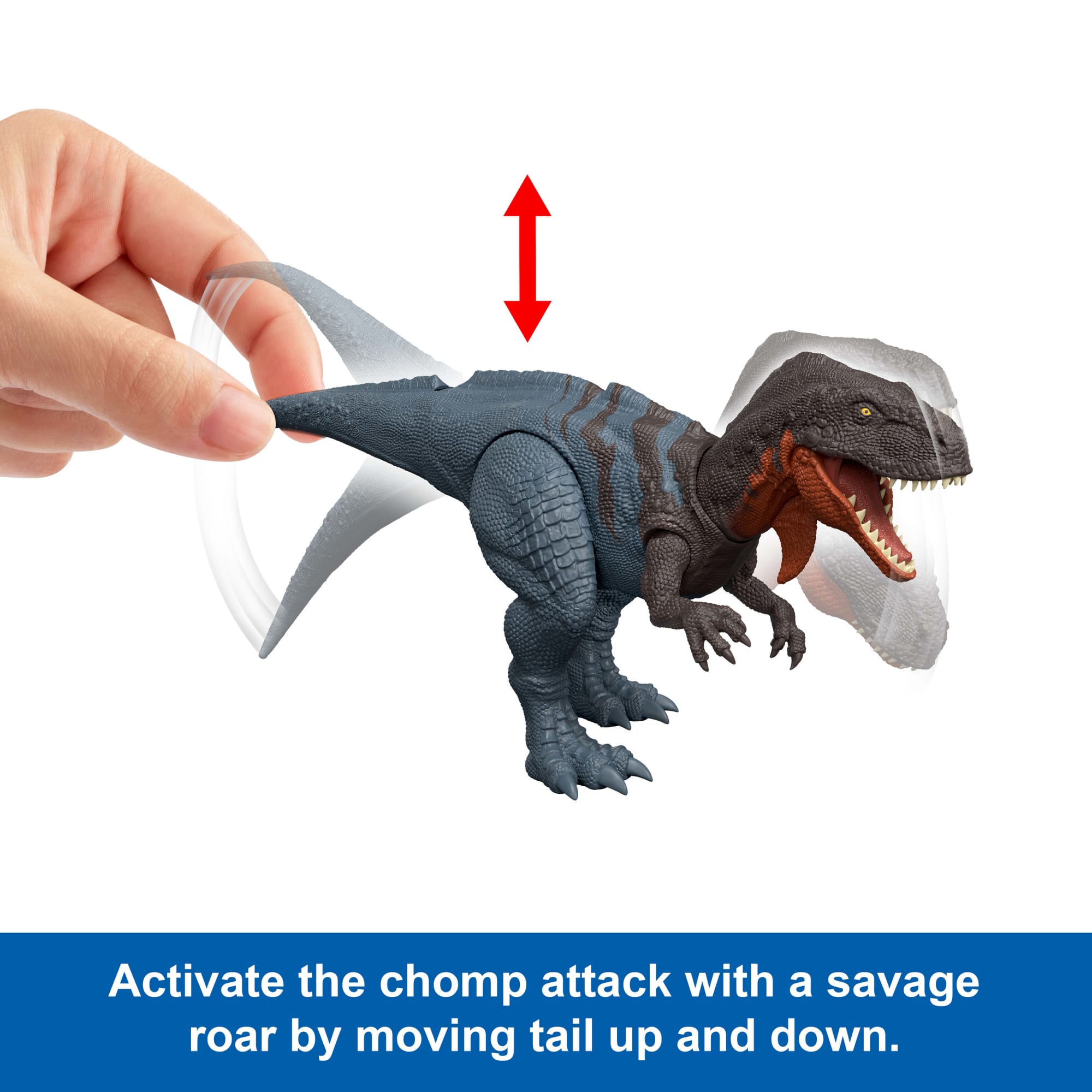 Jurassic World Rebirth Wild Roar Abelisaurus Dinosaur Toy. Tail Controlled Attack Chomp & Sound - Image 3