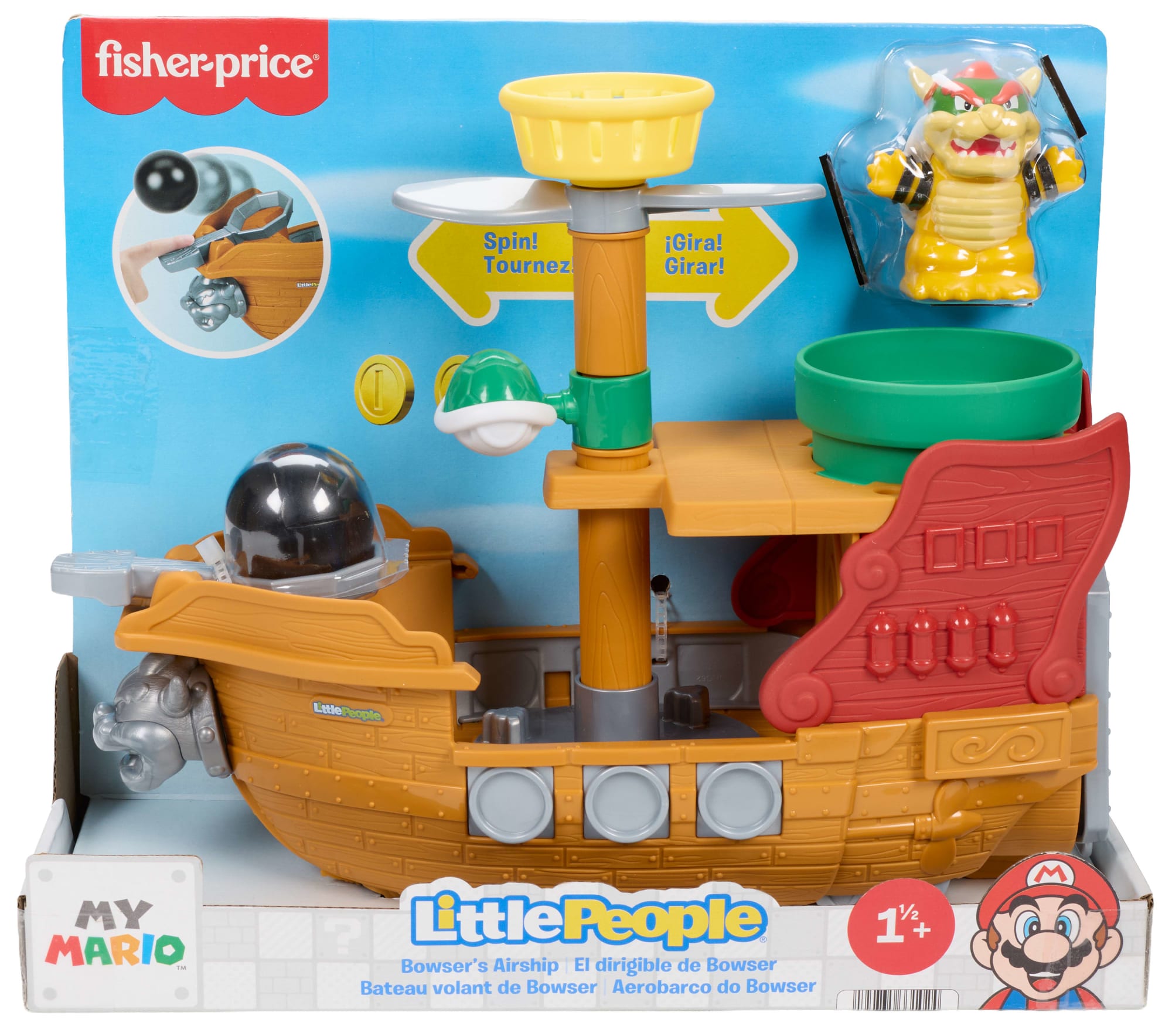 Fisher-Price Little People My Mario Bowser's Airship & Figure Set Toddler Toy - Image 6