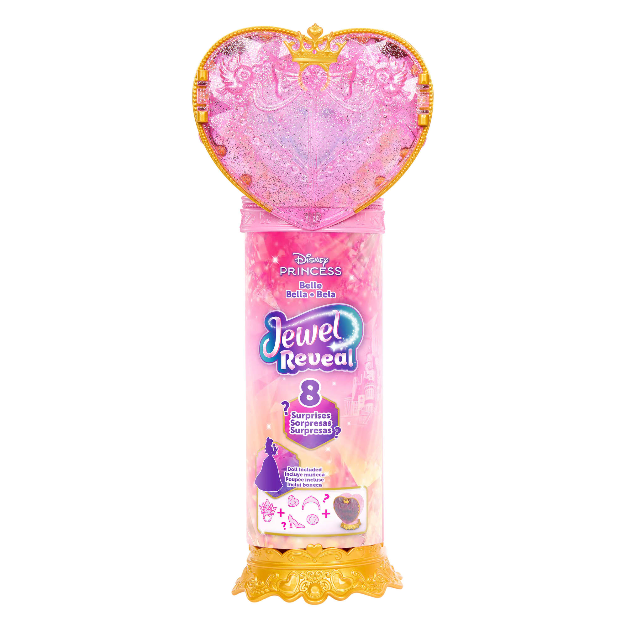 Disney Princess Jewel Reveal Belle Fashion Doll W/ 8 Surprises including Gem Box & Accessories - Image 6