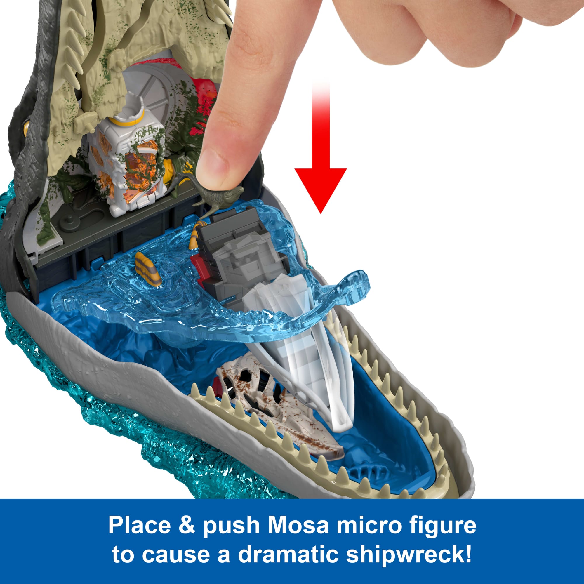 Jurassic World Rebirth Deluxe Mosasaurus Playset. 7 interactive Features & Sound Fx. 6 Micro Figs - Image 4