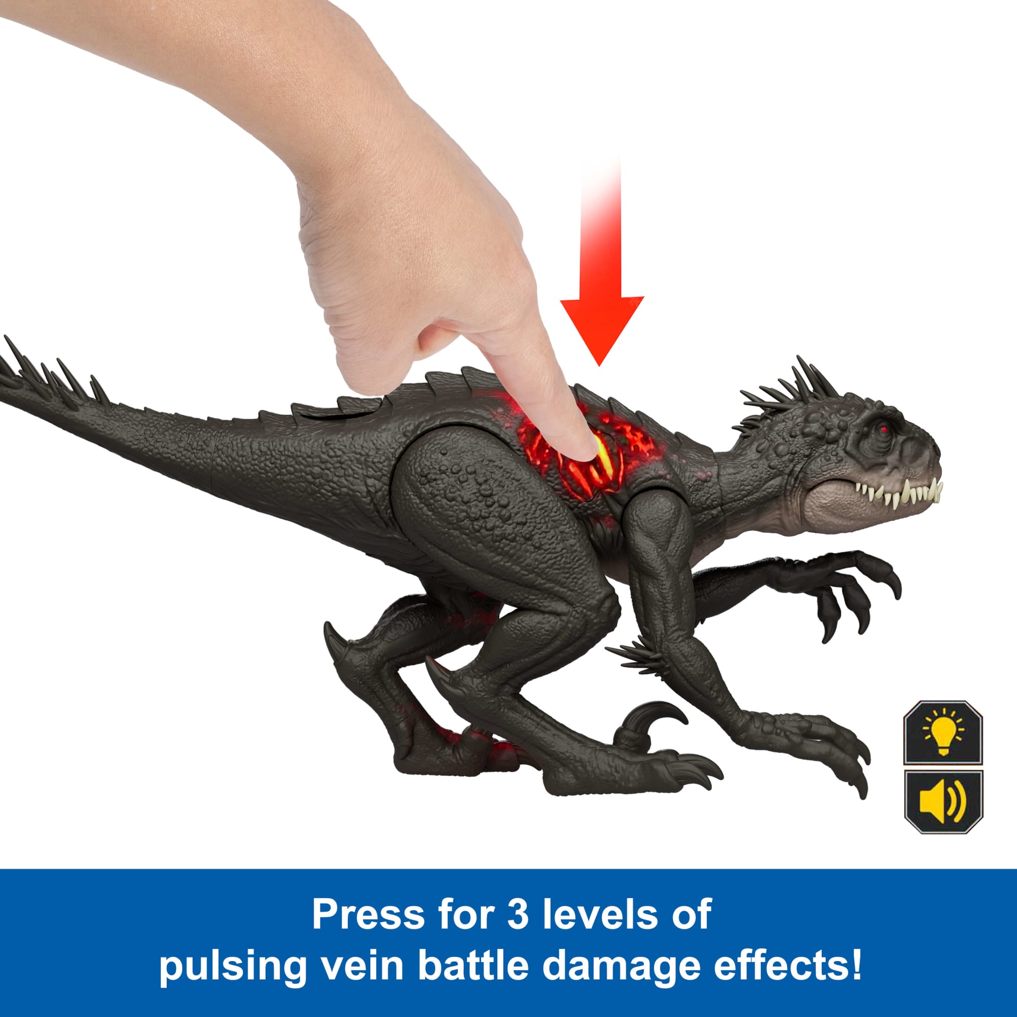 Jurassic World Ultimate Damage Scorpios Rex Dinosaur Toy Figure With Damage. Light & Sound Toy - Image 4
