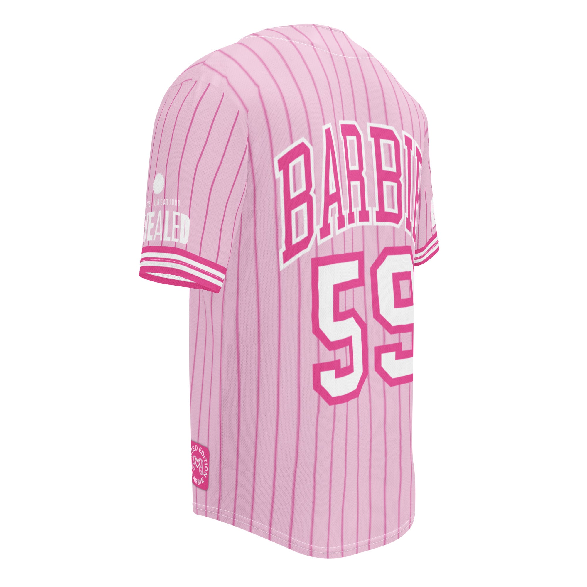 Barbie Pink Striped Baseball Jersey - Image 4