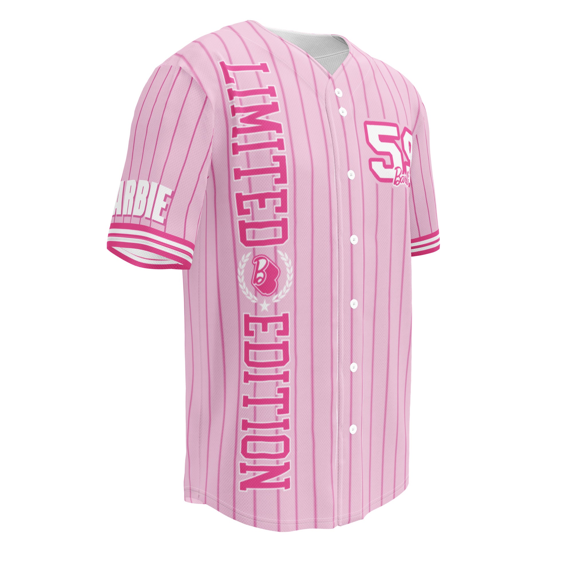 Barbie Pink Striped Baseball Jersey - Image 3
