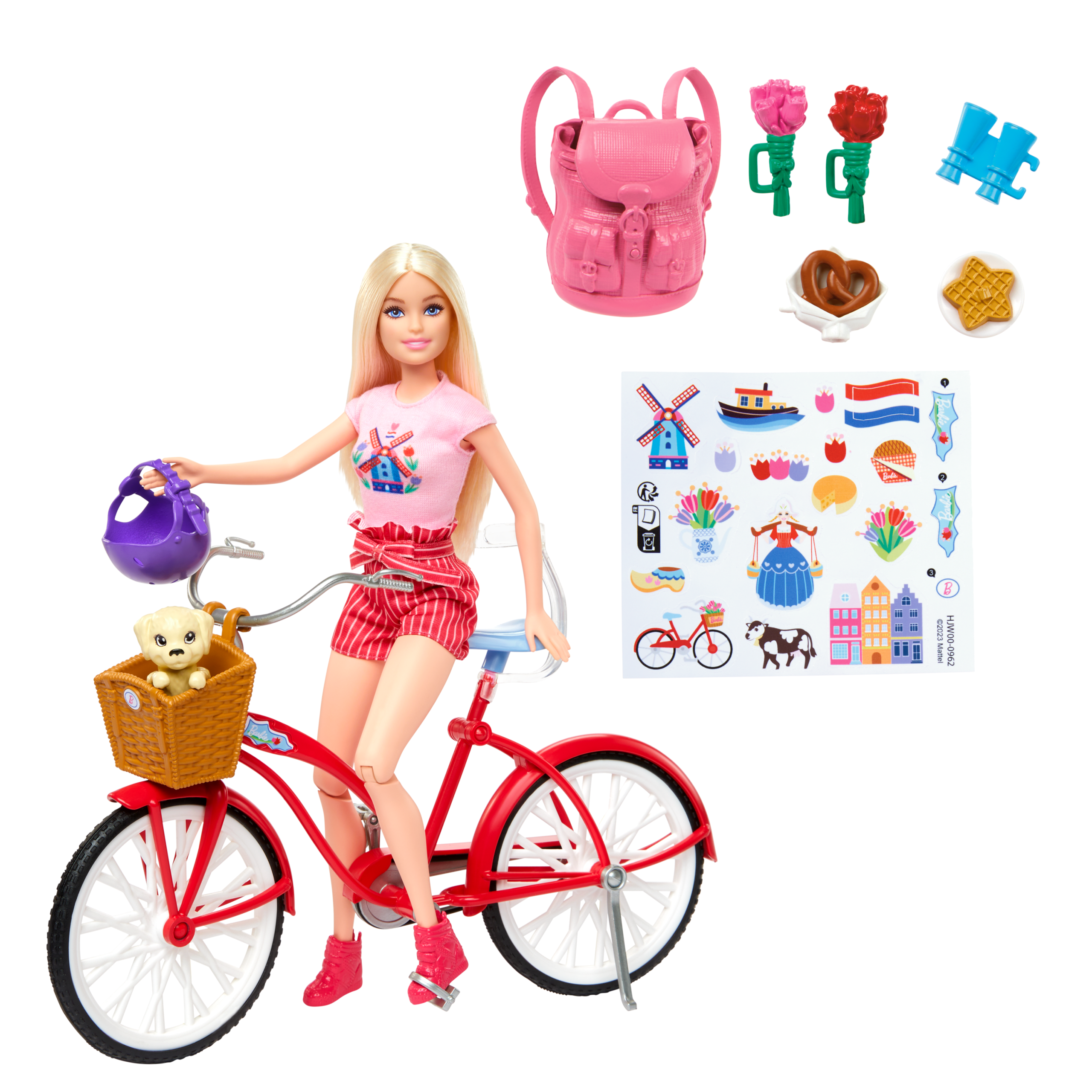 Barbie Pink Passport Holland Doll Set With Bicycle. Clothes. & Travel Accessories - Image 4