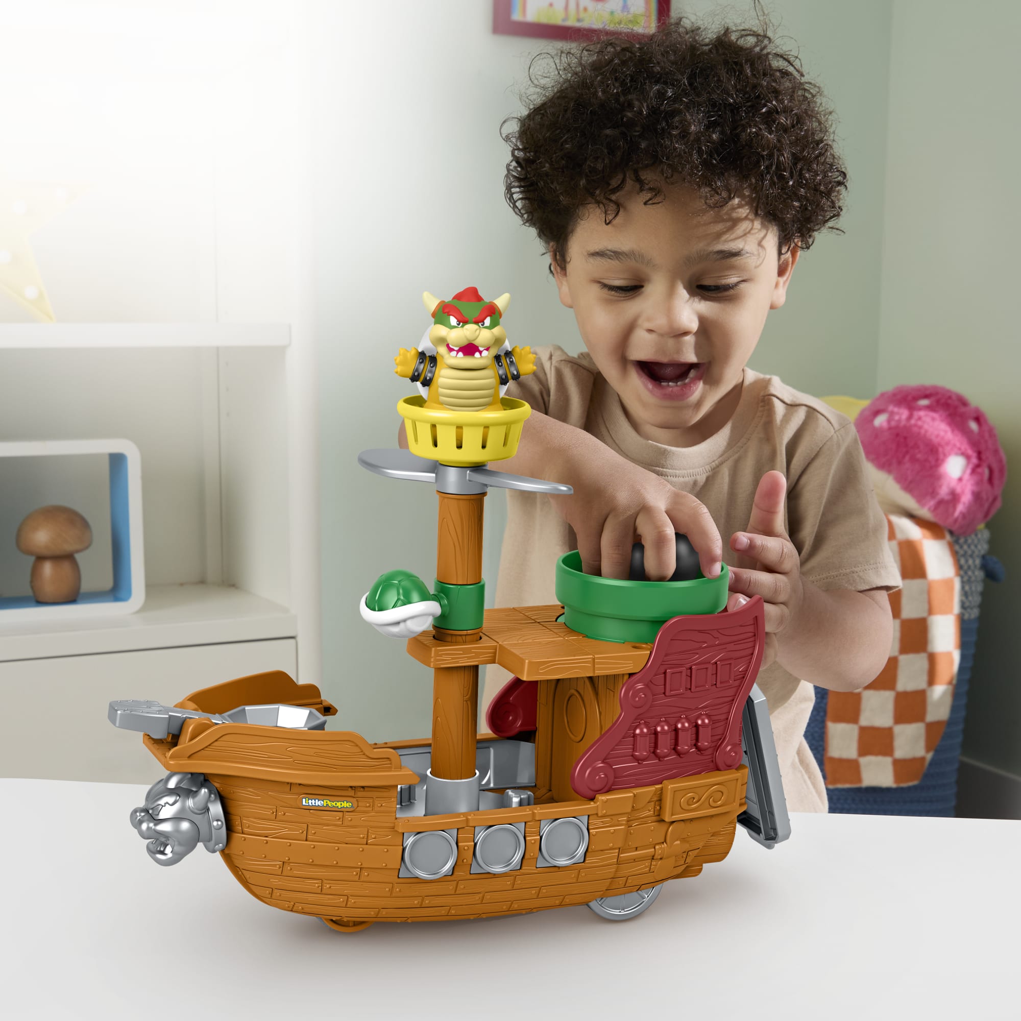 Fisher-Price Little People My Mario Bowser's AIrship & Figure Set Toddler Toy - Image 2