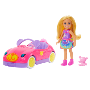 Barbie-Chelsea et Son Cabriolet-Coffret Poupée Blonde. Ours en Peluche