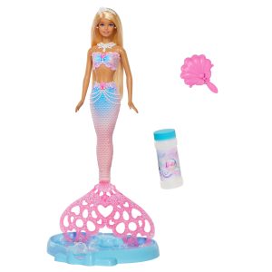 Barbie Bubble Sparkle Mermaid Doll With Bubble-Making Feature. Includes Bubble Solution & Hairbrush