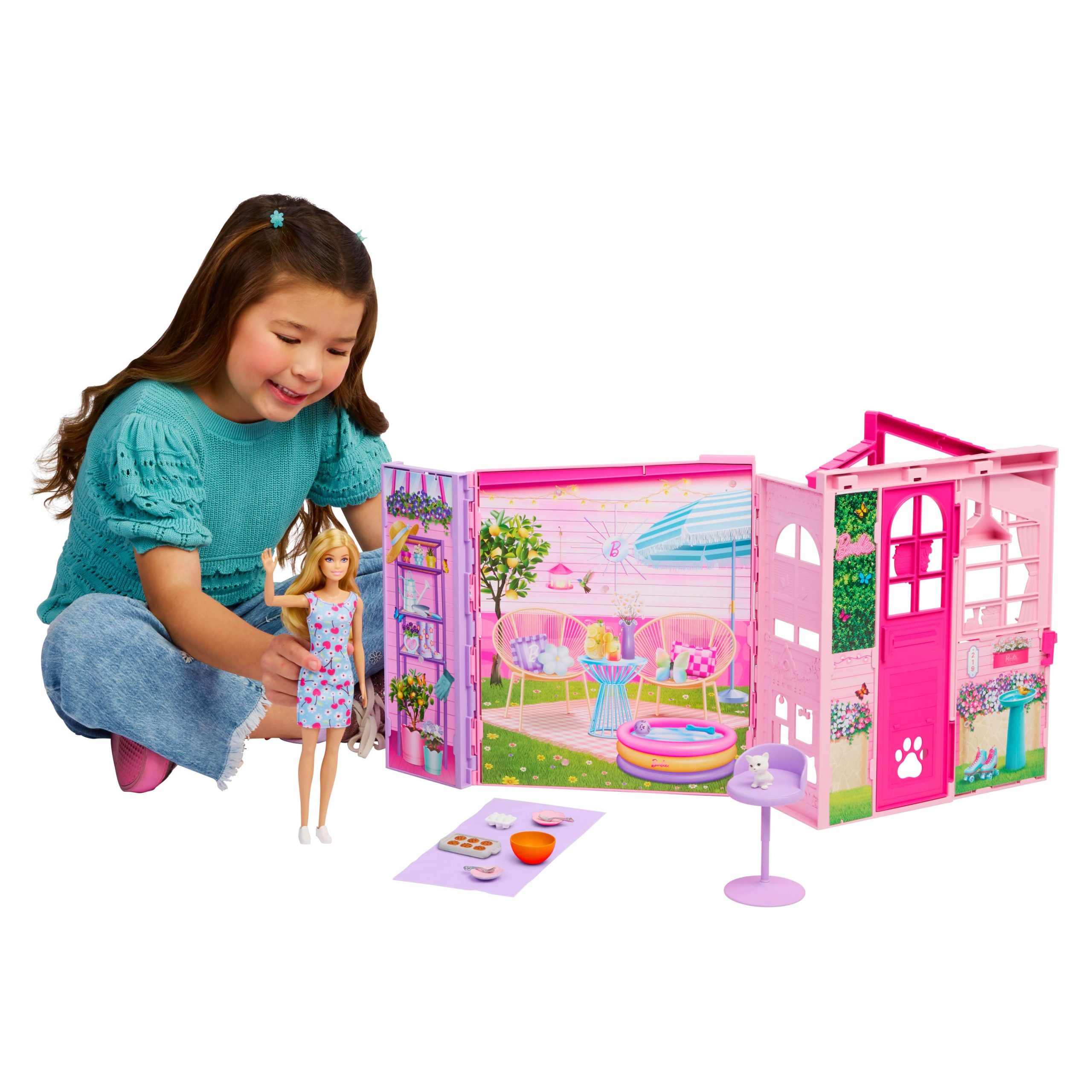 Barbie Weekend Escape House. Dollhouse Playset With Doll. 10 Accessories. 4 Play Areas. & Kitten - Image 2