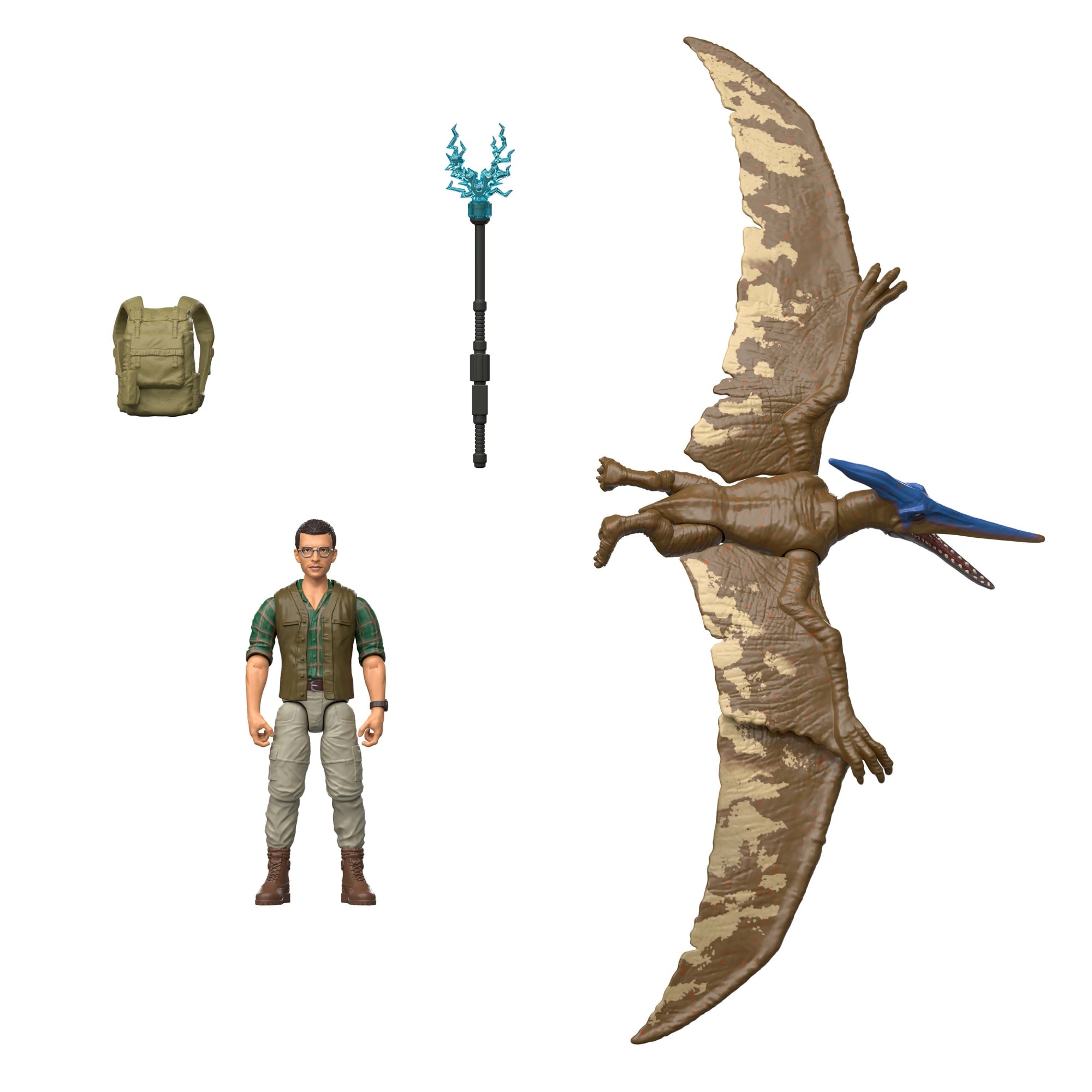 Jurassic World Rebirth Dr. Loomis & Pteranodon Figures Pack. Movie Accurate 3.75-Inch Scale