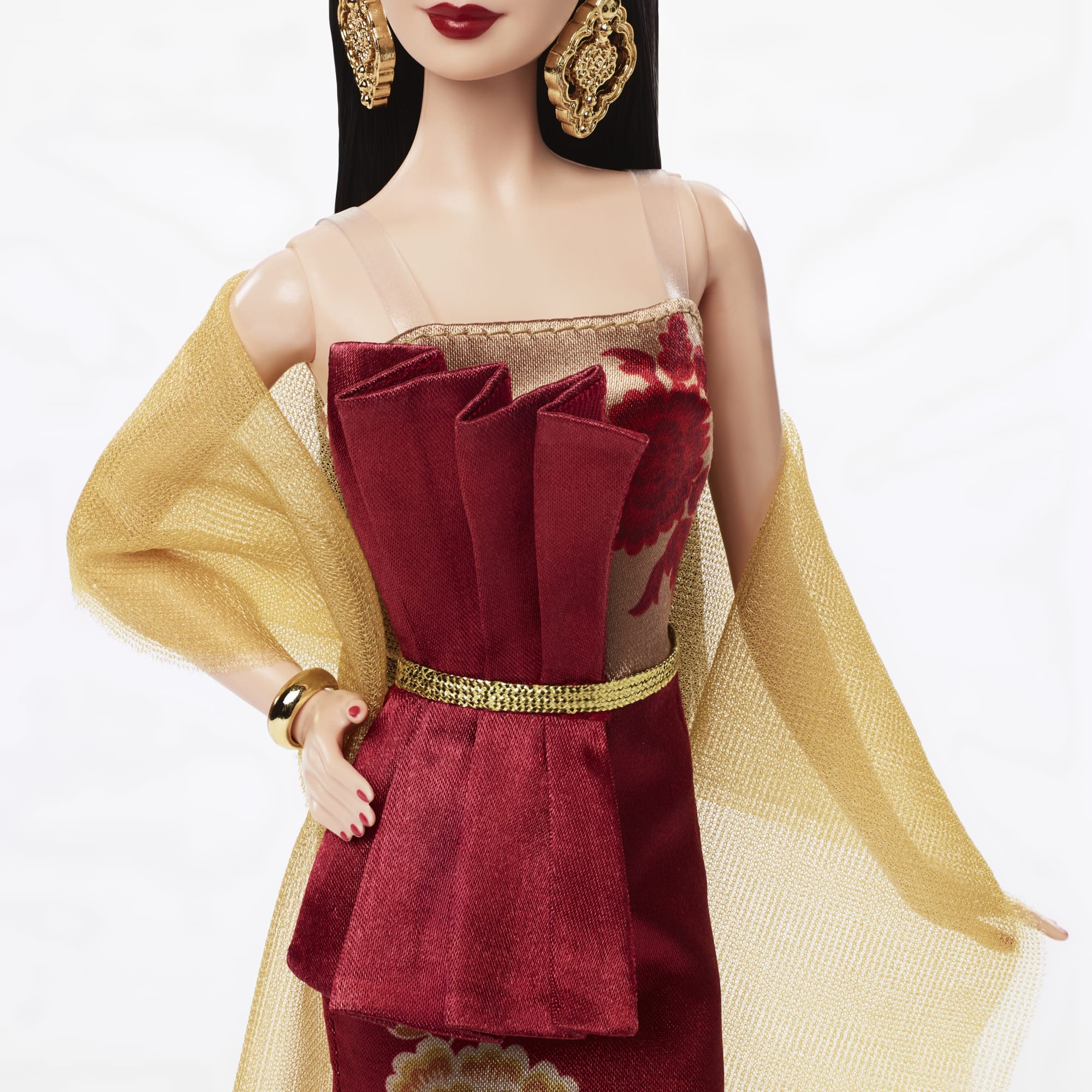Barbie Signature Lunar New Year Fashion Doll. Red Dress With Golden Peonies. Collectible Holiday Gift - Image 3