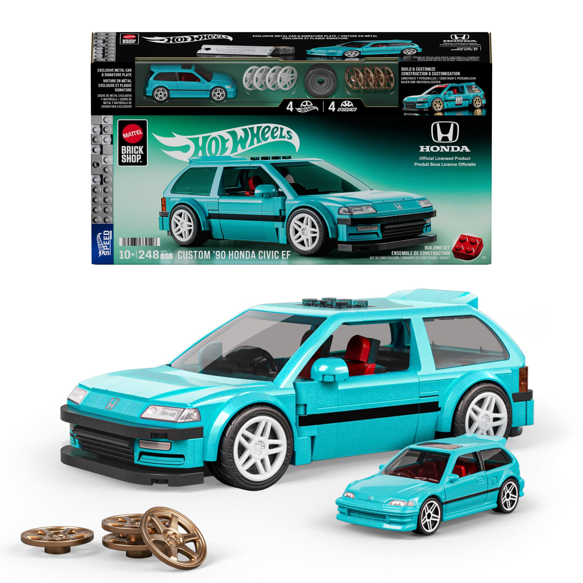 Hot Wheels Coffret Mattel Brick Shop Série Speed Custom Honda Civic Ef de 1990