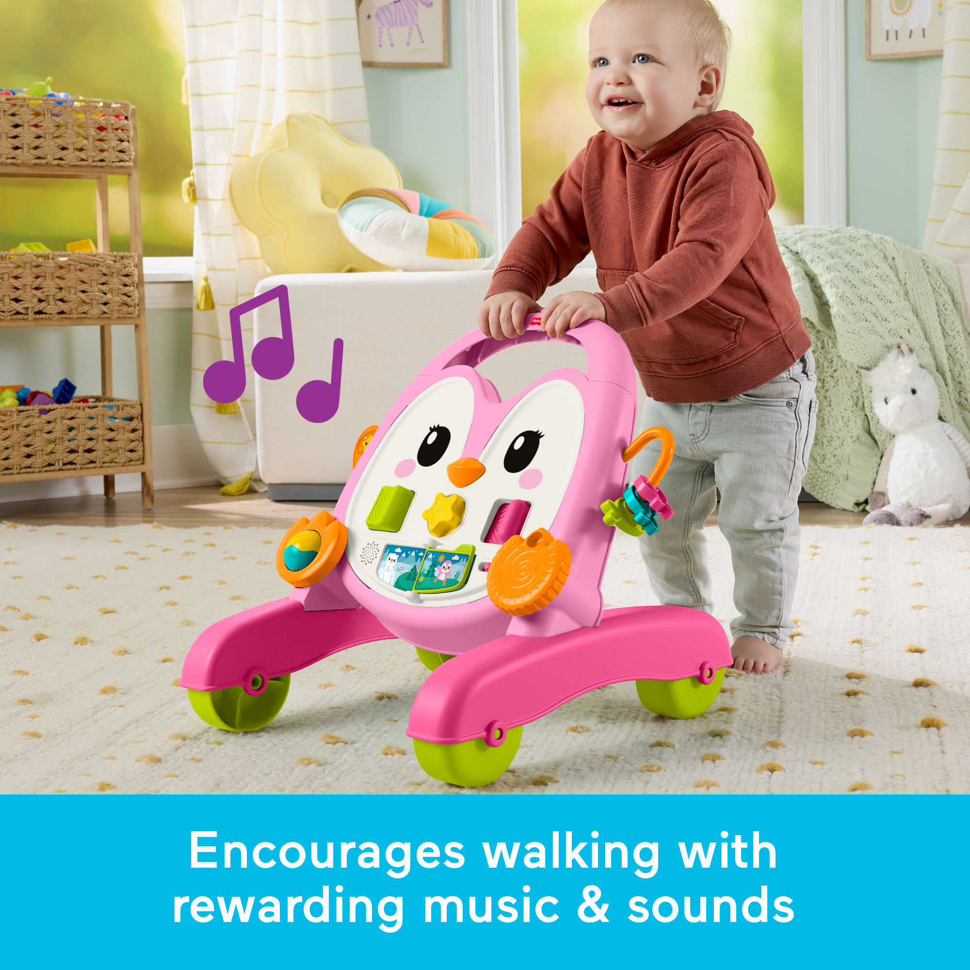 Fisher-Price 2-In-1 Musical Penguin Activity Walker. Pink. Baby To Toddler Push Along Toy - Image 4