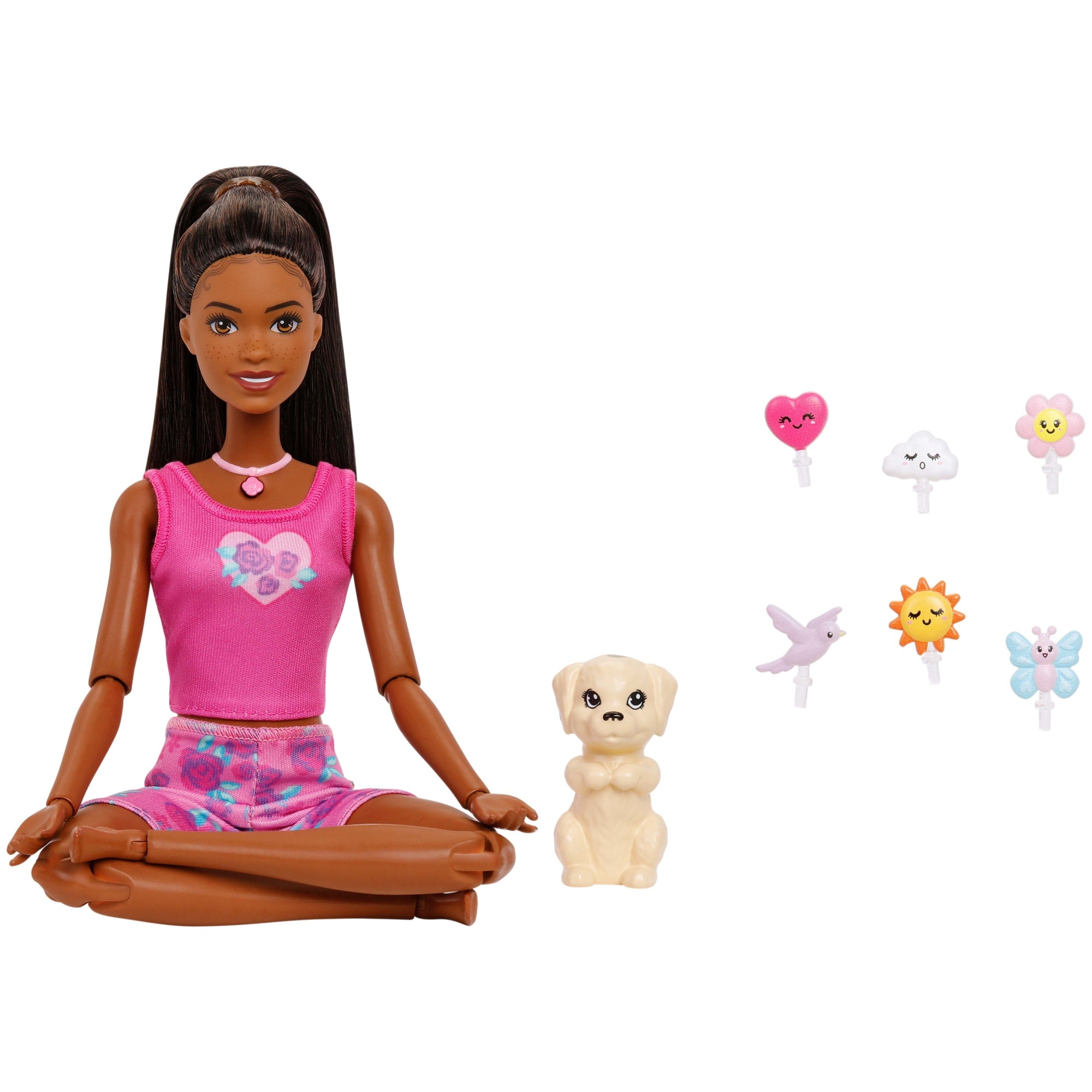 Barbie Mindful Moves Fashion Doll in Yoga Clothes With Audio. Lights And Music. Black Hair And Pet