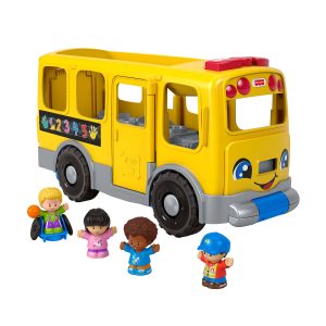 Fisher-Price Little People Big Yellow School Bus Pull-Along Toddler Learning Toy. Multilanguage Version