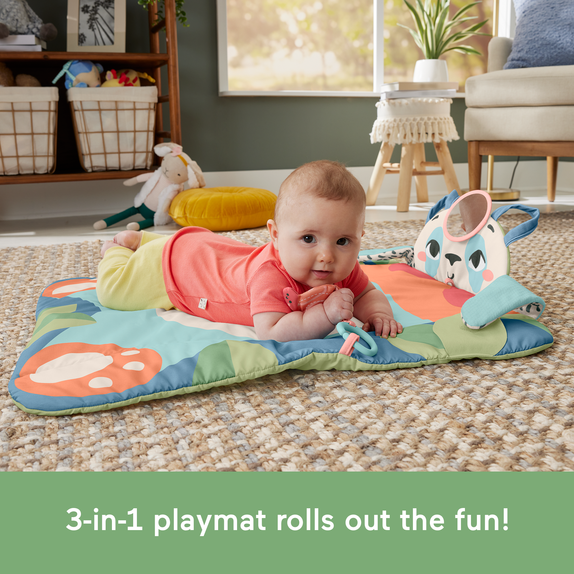 Fisher-Price Planet Friends Roly-Poly Panda Baby Activity Play Mat With 2 Toys - Image 3