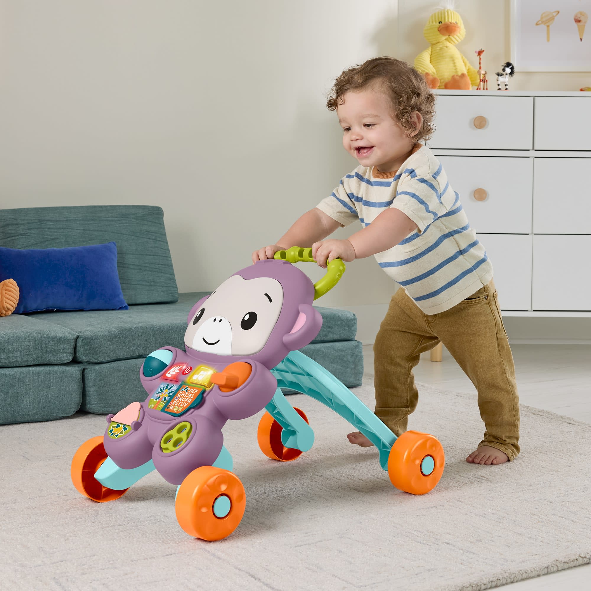 Fisher-Price Learn With Me Purple Monkey Walker Baby Activity Toy With Music & Lights - Image 2