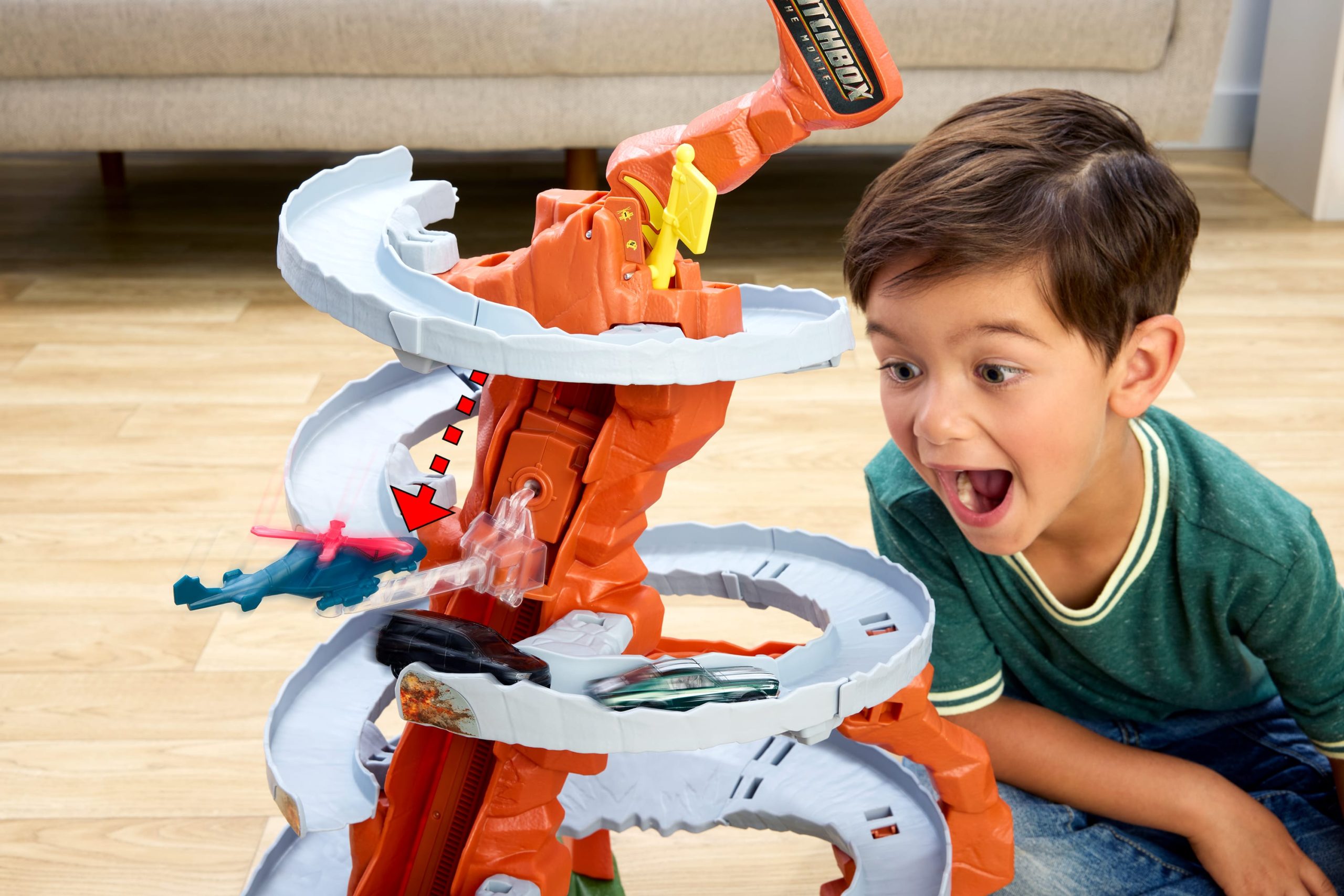 Matchbox The Movie Mountain Helicopter Escape Playset With 2 Toy Cars & 1 Helicopter - Image 2