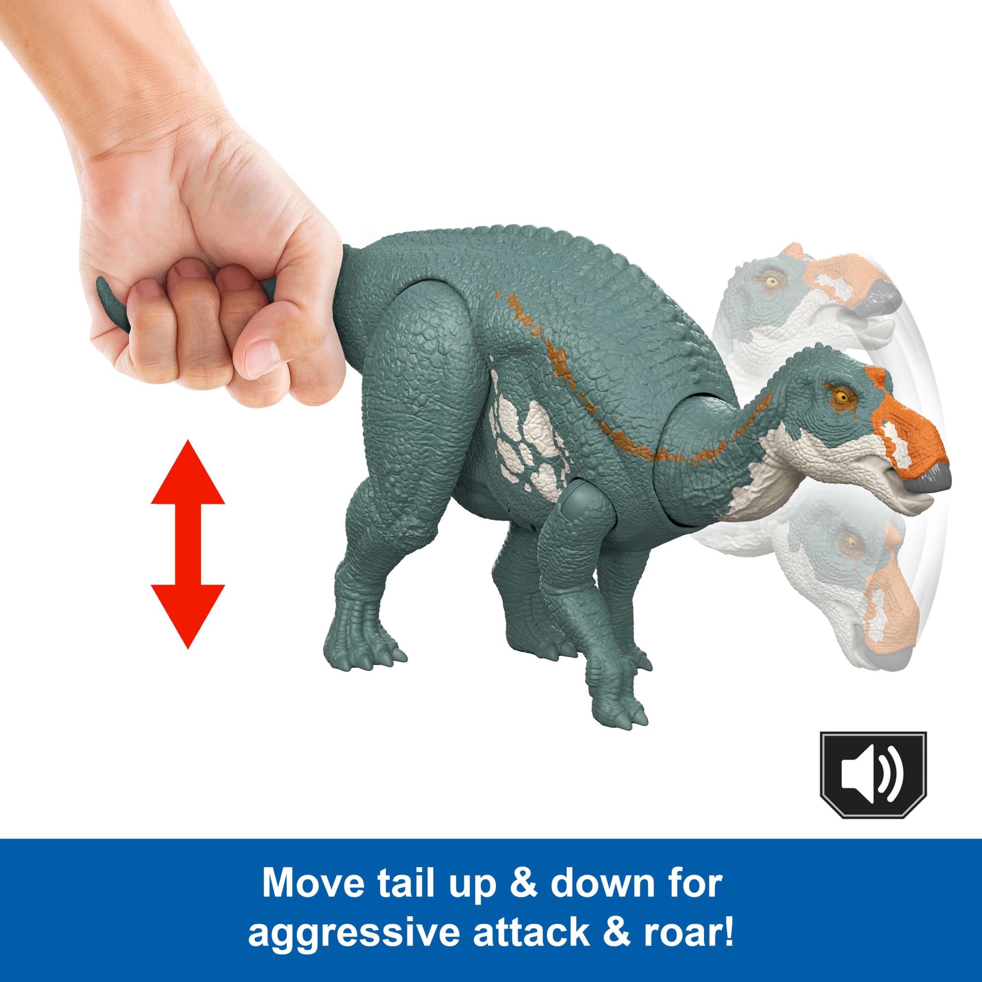 Jurassic World Rebirth Wild Roar Maiasaura Dinosaur Toy. Tail Controlled Attack Chomp & Sound - Image 3