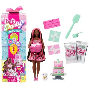 Barbie Party Unboxed Pet Birthday Series Doll & Accessories. Shimmerin' Hearts Set With 10 Surprises