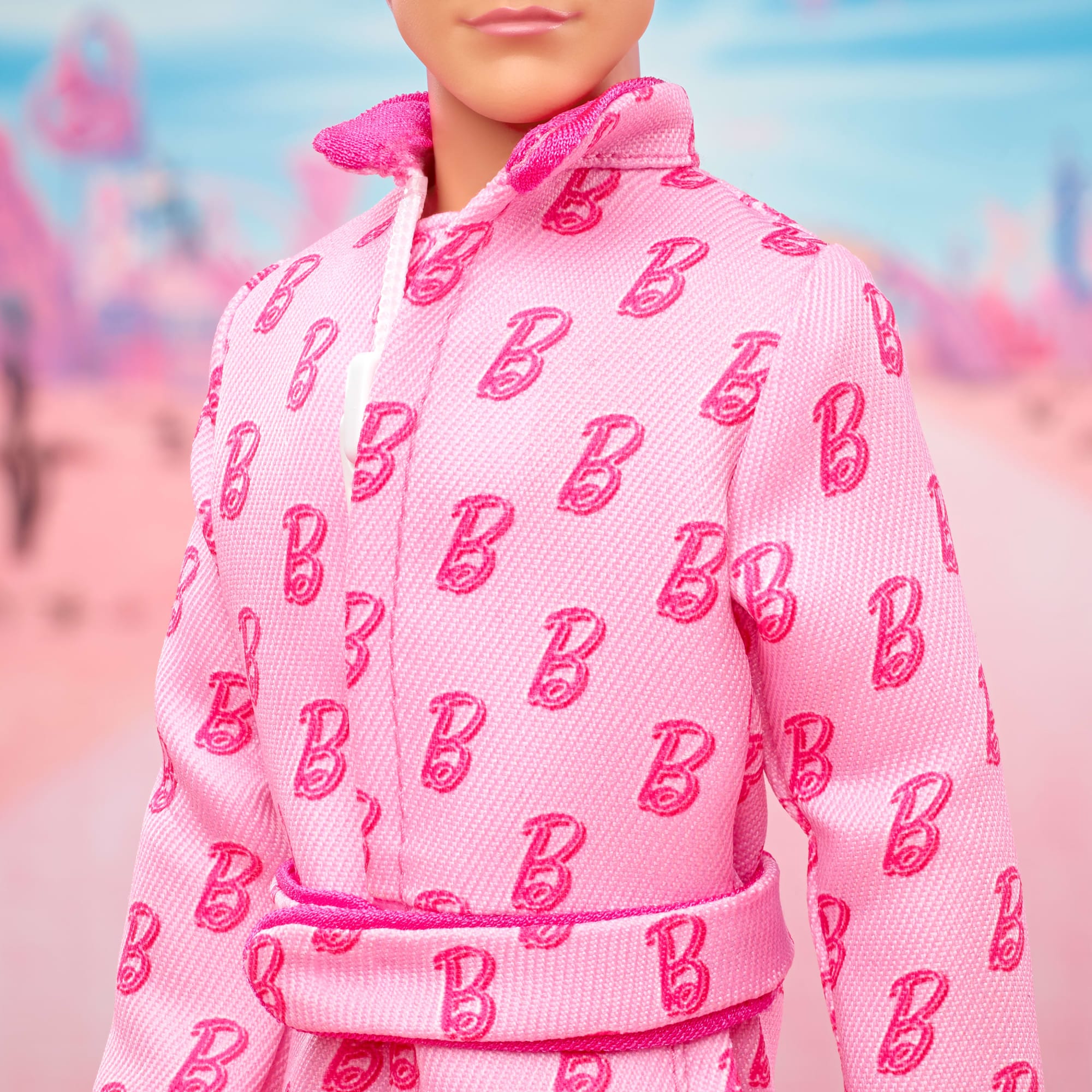 Barbie The Movie Ken Collectible Doll. Ryan Gosling As Ken Wearing Pink Jumpsuit With B Detail - Image 4