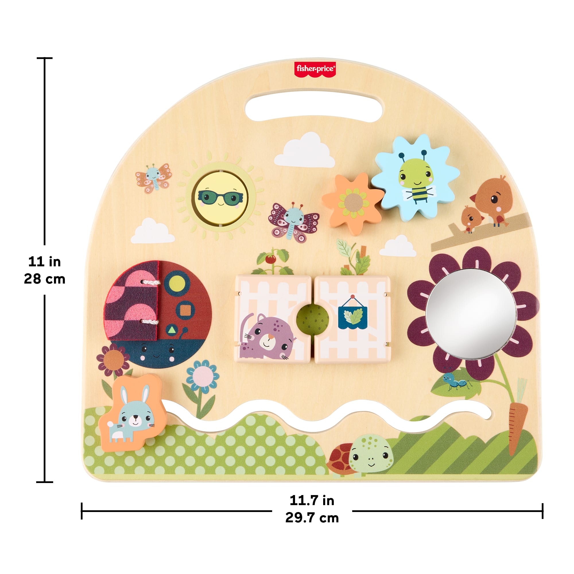 Fisher-Price Wooden Take-Along Activity Station. Wood Busy Board For Baby & Toddler - Image 5