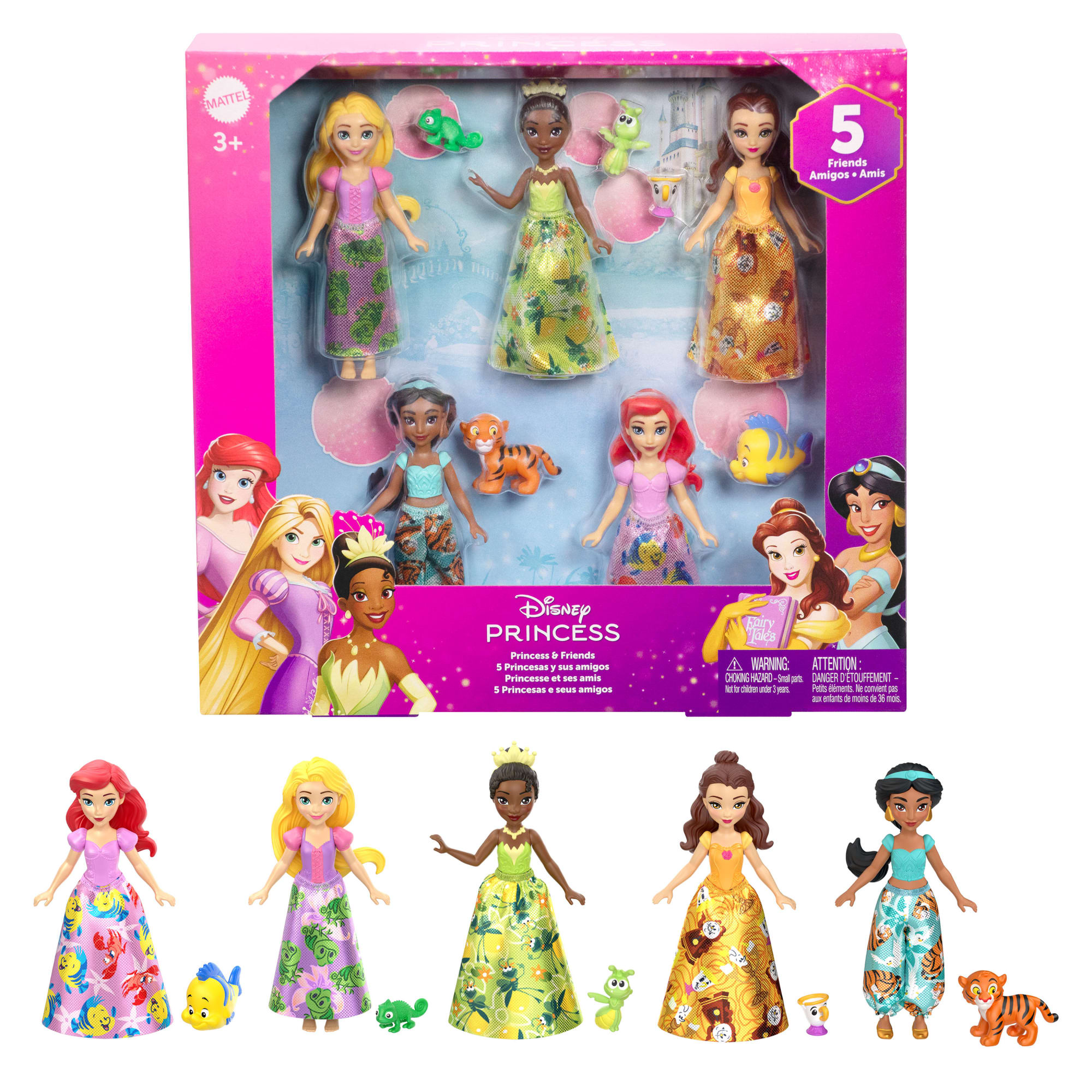 Princesses Disney Coffret 5Poupées et 5Fig. Princesses et Amis