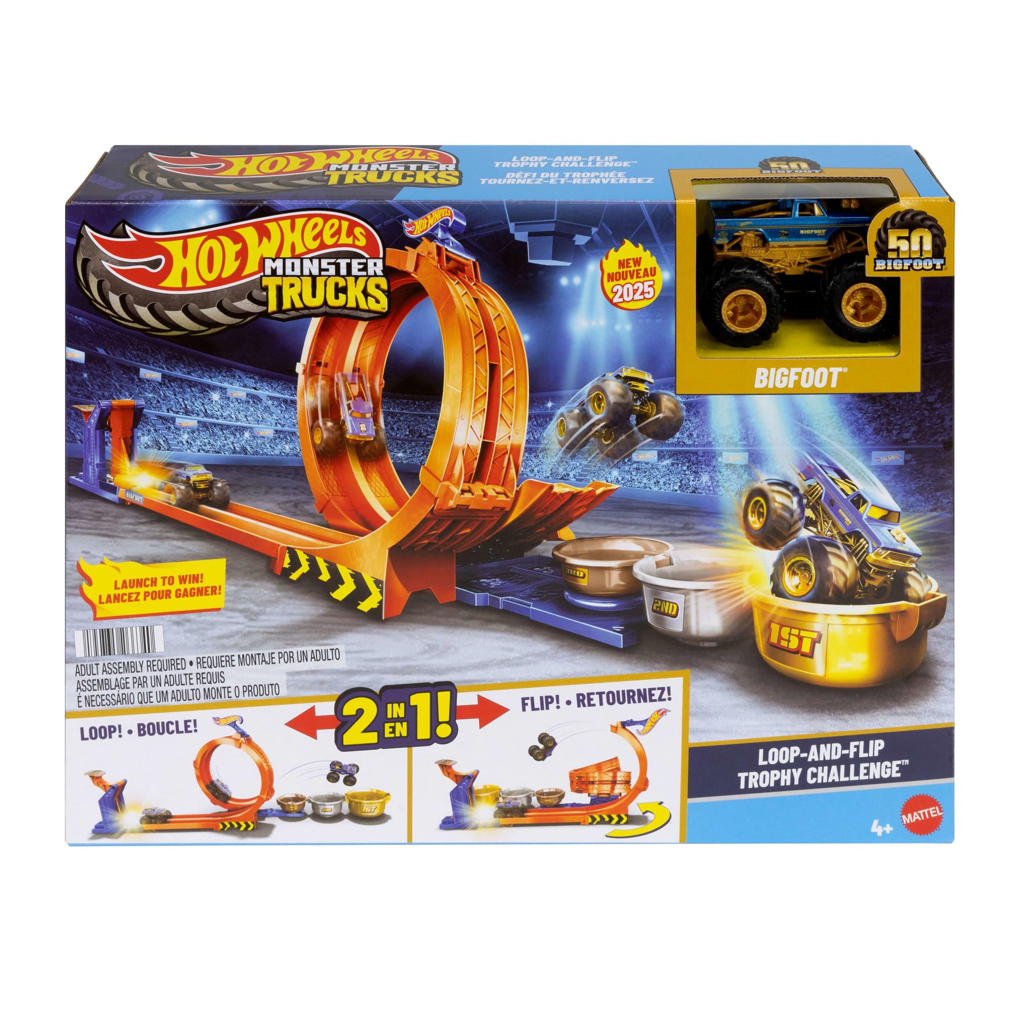 Hot Wheels Monster Trucks Loop-And-Flip Trophy Challenge Playset & Die-Cast Bigfoot Toy Truck - Image 6