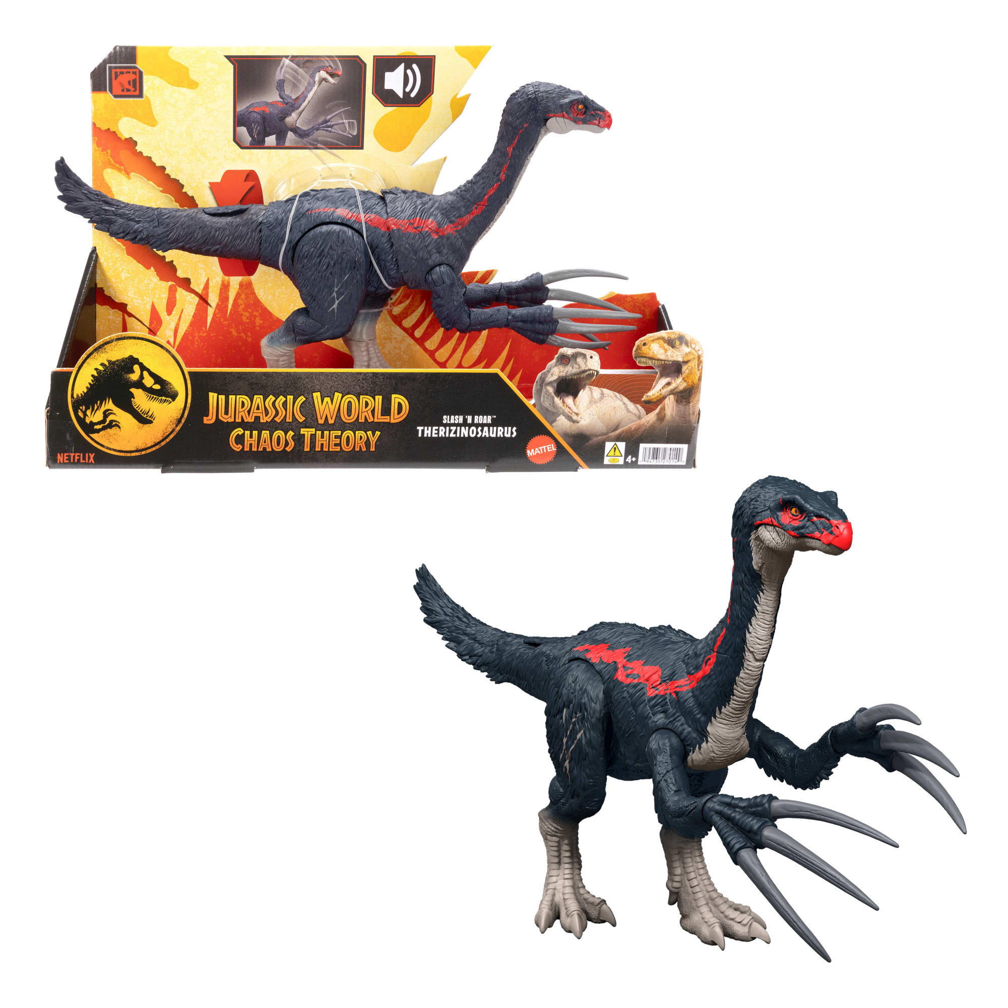 Figurine de Dinosaure Therizinosaurus Slash N Roar Monde Jurassique. Jouet D'Attaque Émettant des Sons. La Théorie du Chaos