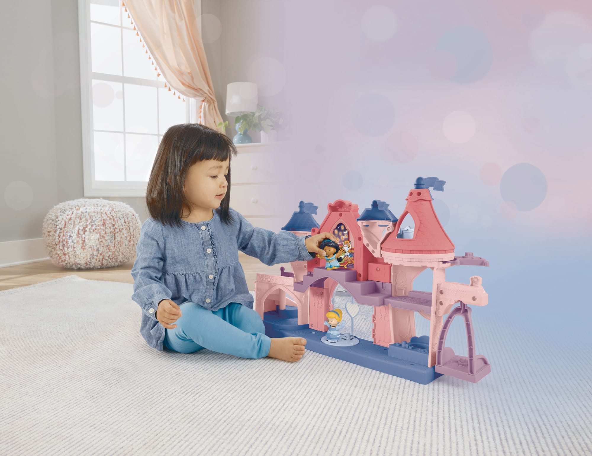 Princesses Disney-Coffret Pour Tout-Petits Little People-Château Lumières Magiques et Danse Avec 2 Figurines - Image 2