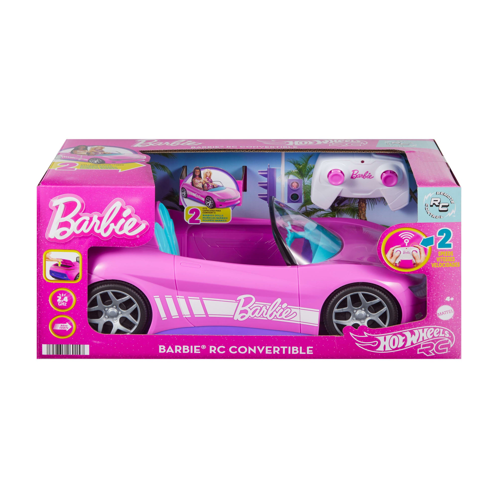 Hot Wheels RC Barbie Convertible. Battery-Powered Remote-Control Toy Car. Fits 2 Barbie Dolls - Image 5