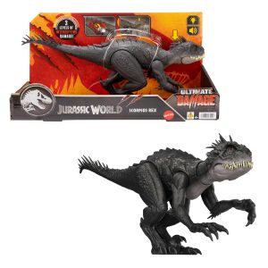 Jurassic World Ultimate Damage Scorpios Rex Dinosaur Toy Figure With Damage. Light & Sound Toy